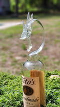 Tall Frosted Glass Dragon Bottle Sculpture – Handcrafted Bar Décor