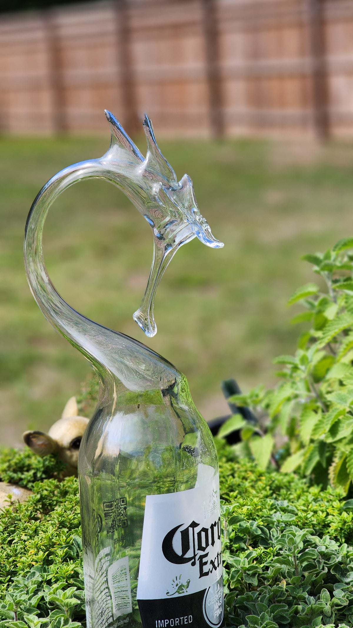 Crystal Clear Glass Dragon Bottle Sculpture – Handcrafted Luminous Art