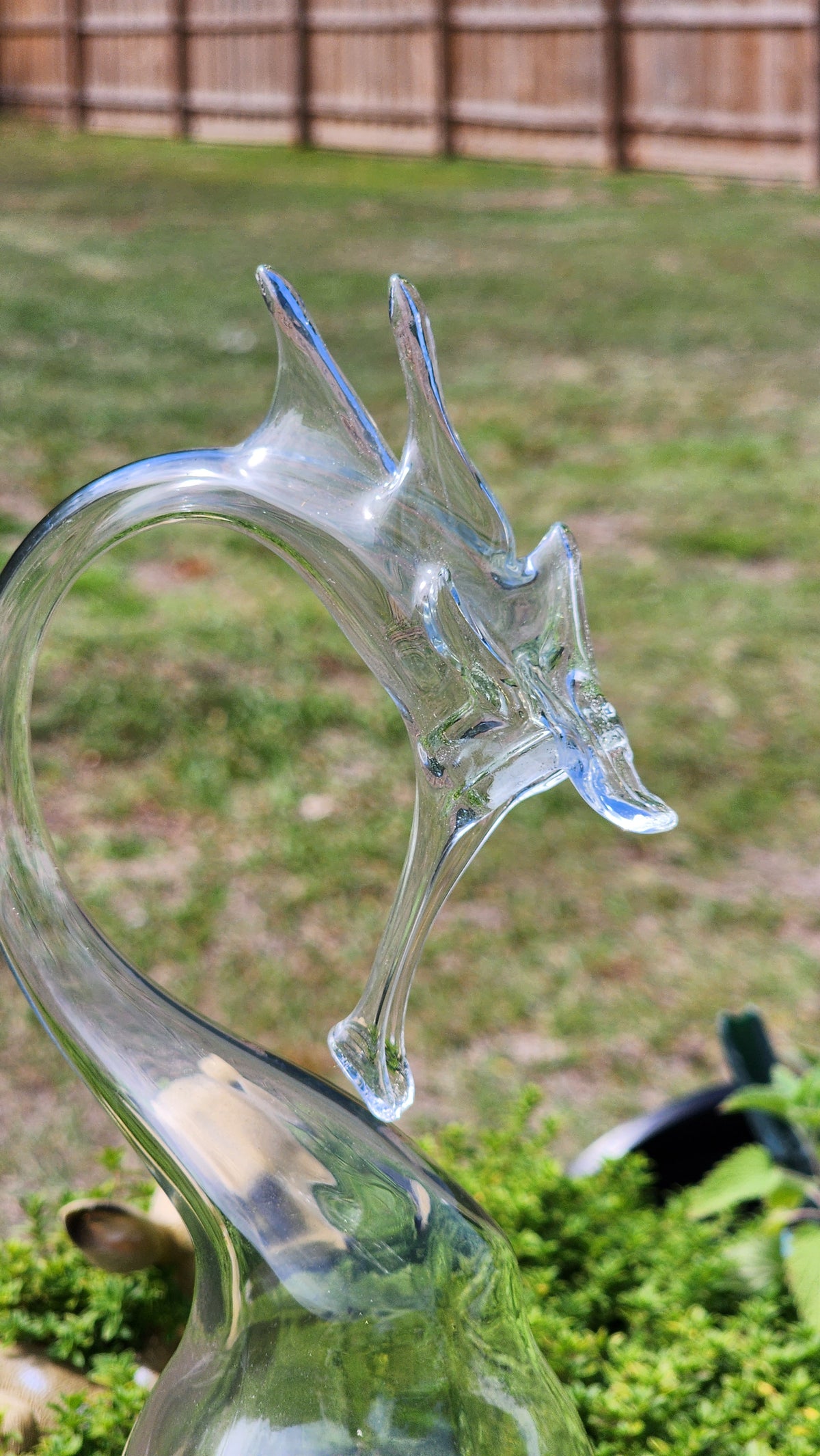 Crystal Clear Glass Dragon Bottle Sculpture – Handcrafted Luminous Art