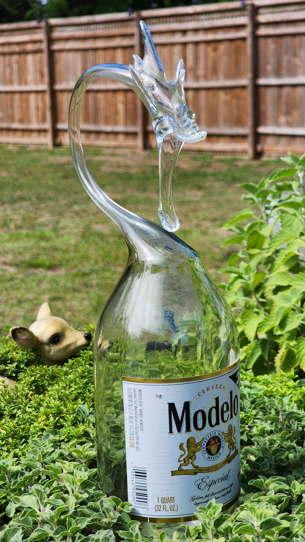 Large Glass Dragon Bottle Sculpture – Handcrafted Commanding Art