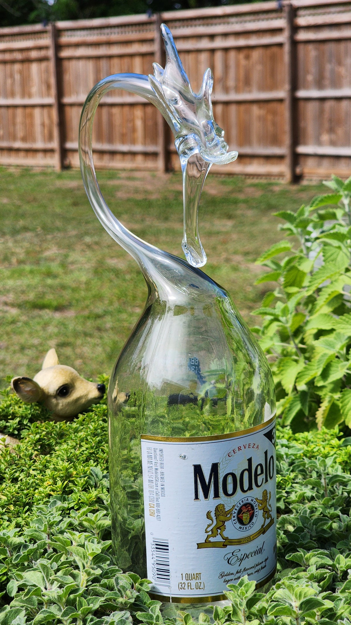 Large Glass Dragon Bottle Sculpture – Handcrafted Commanding Art