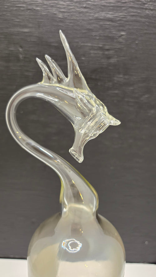 Canadian Frost Glass Dragon Bottle Sculpture – Handcrafted Collectible Art | Essenar