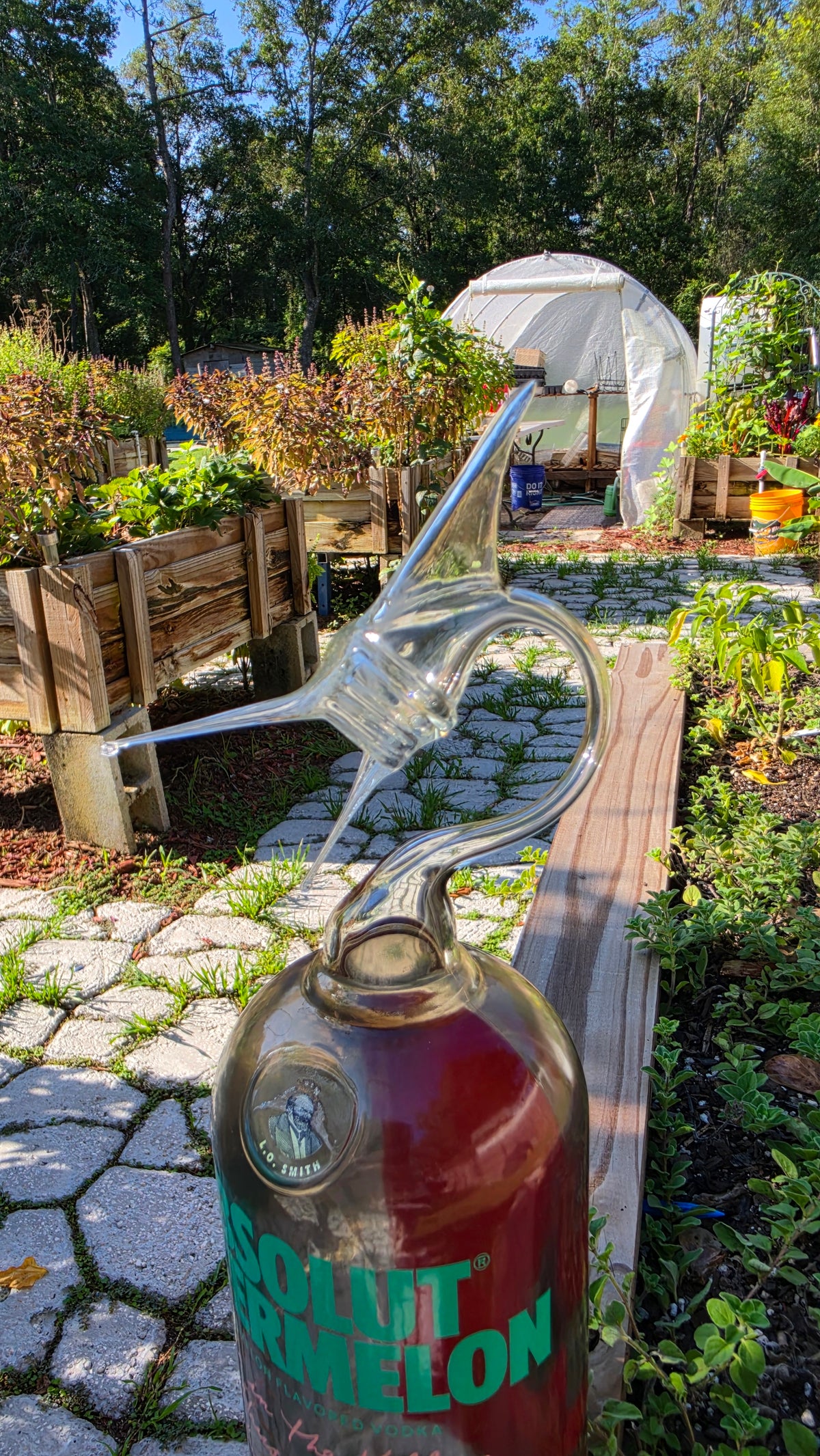Warm Toned Glass Marlin Bottle Sculpture – Handcrafted Vibrant Art
