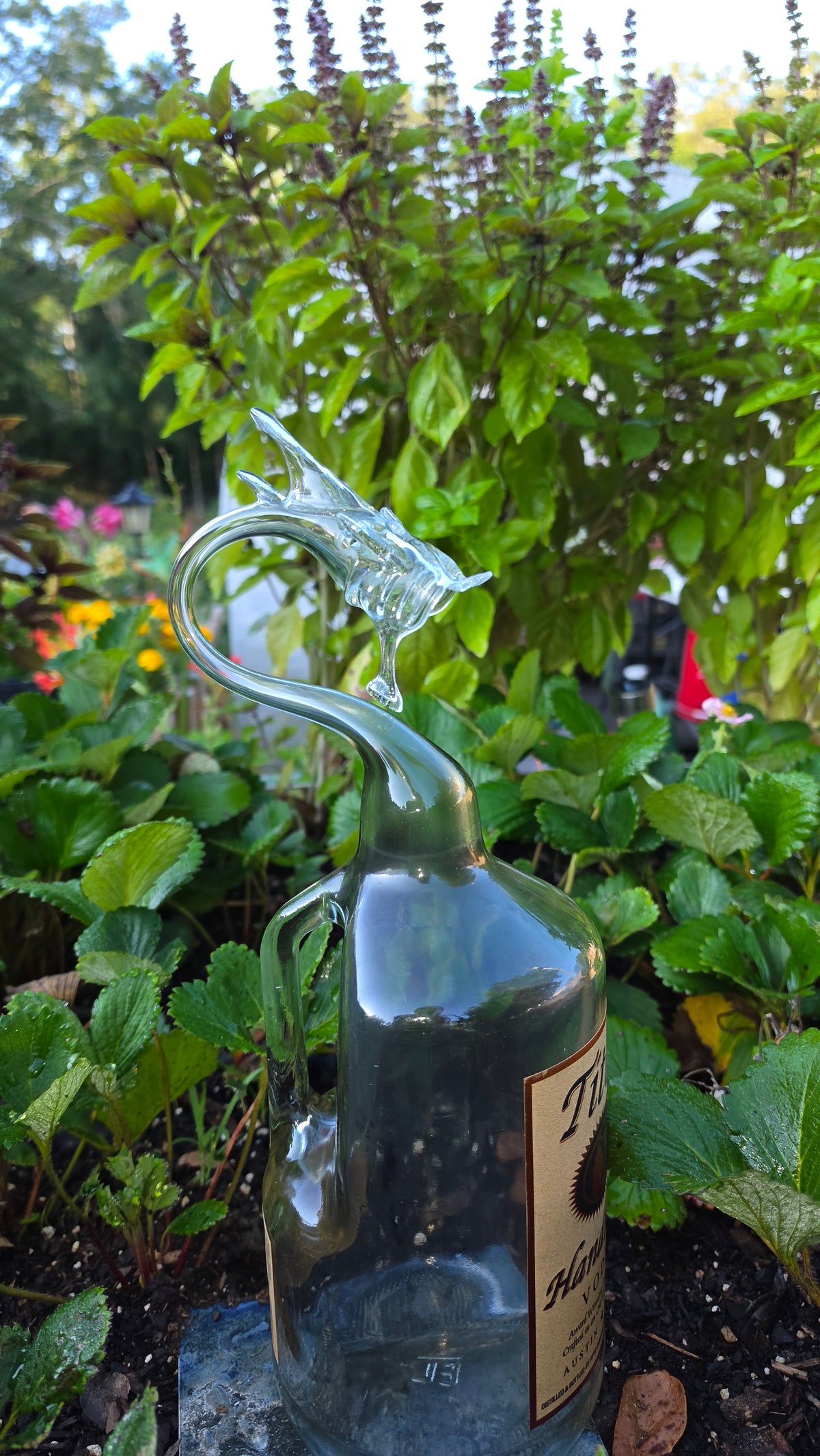 Massive Clear Glass Dragon Bottle Sculpture – Handcrafted Large-Scale Art