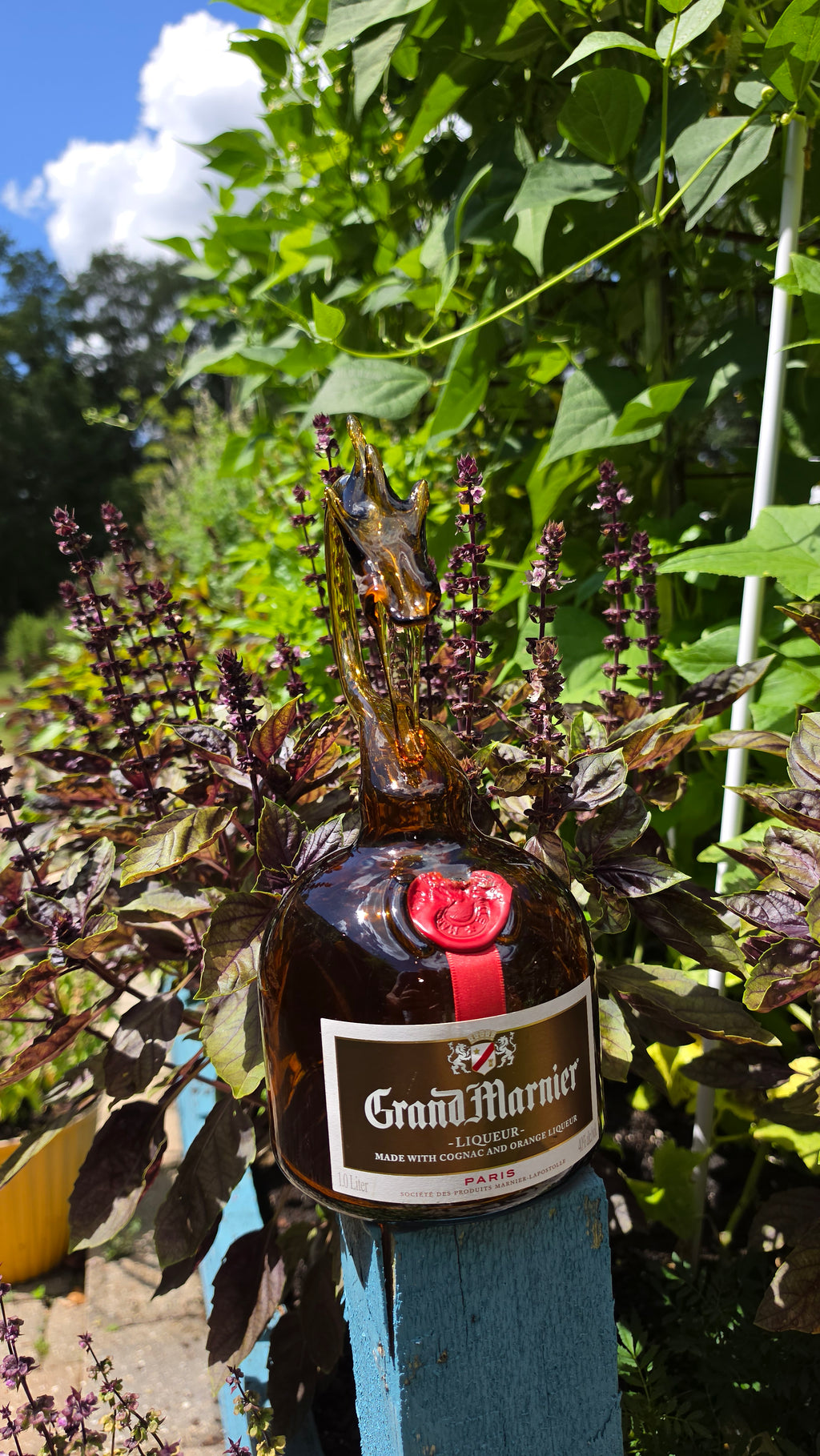 Oversized Glass Dragon Bottle Sculpture – Handcrafted Commanding Art