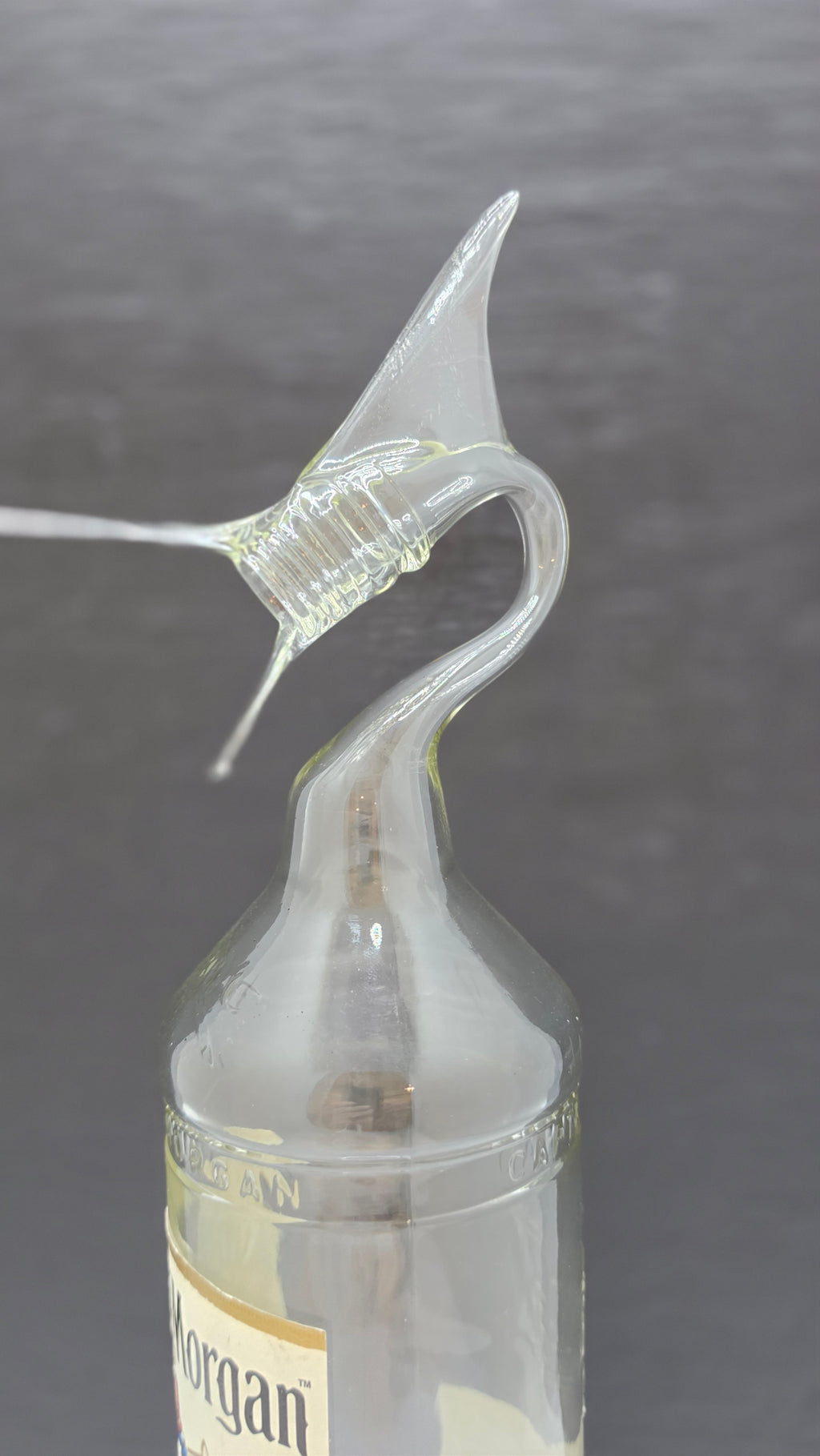 Crystal Clear Glass Marlin Bottle Sculpture – Handcrafted Decorative Art