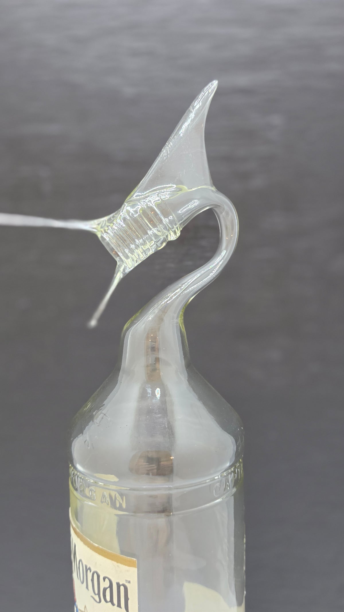 Crystal Clear Glass Marlin Bottle Sculpture – Handcrafted Decorative Art