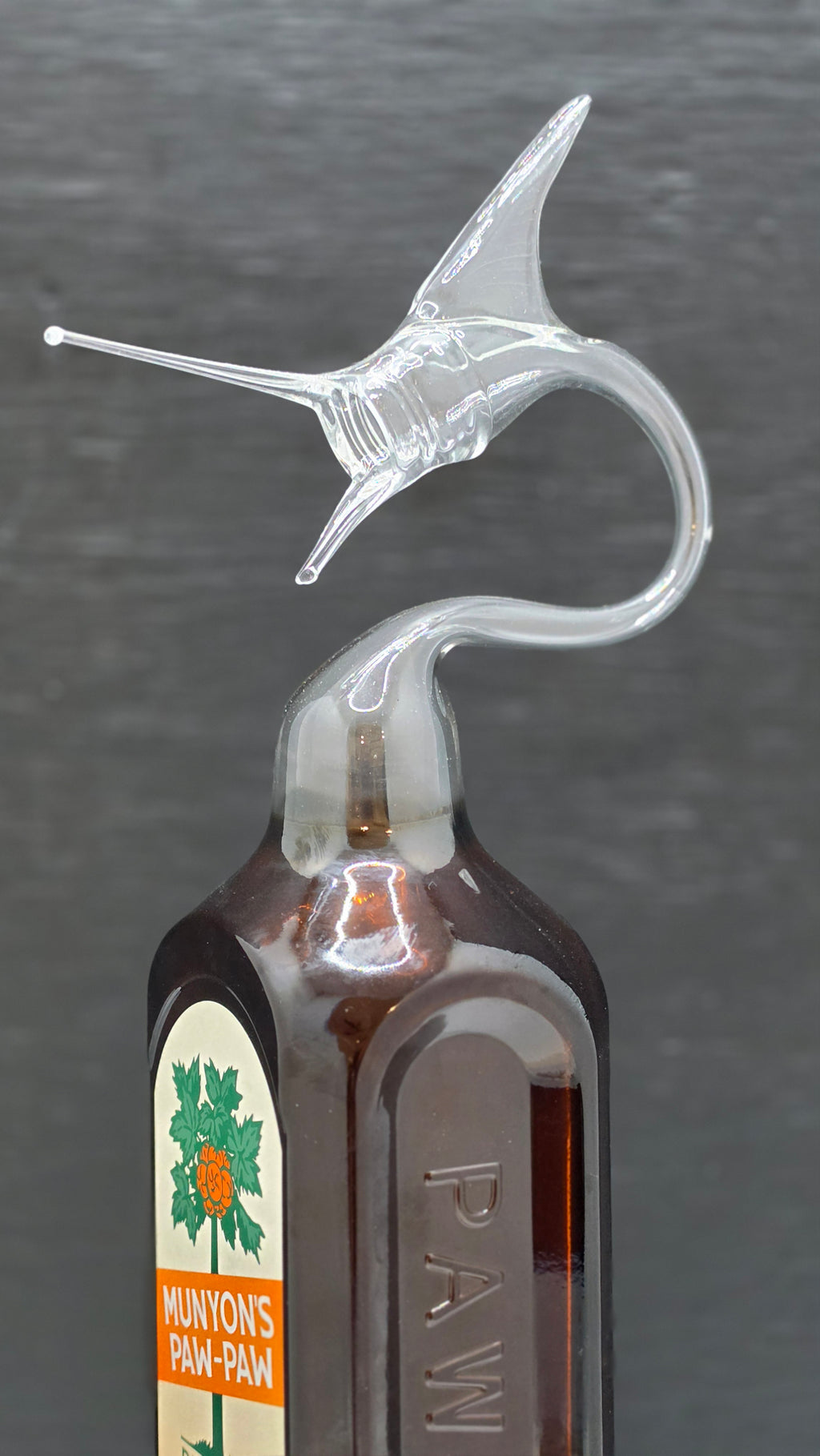 Paw Paw Glass Bottle Marlin Sculpture – Handcrafted Decorative Art