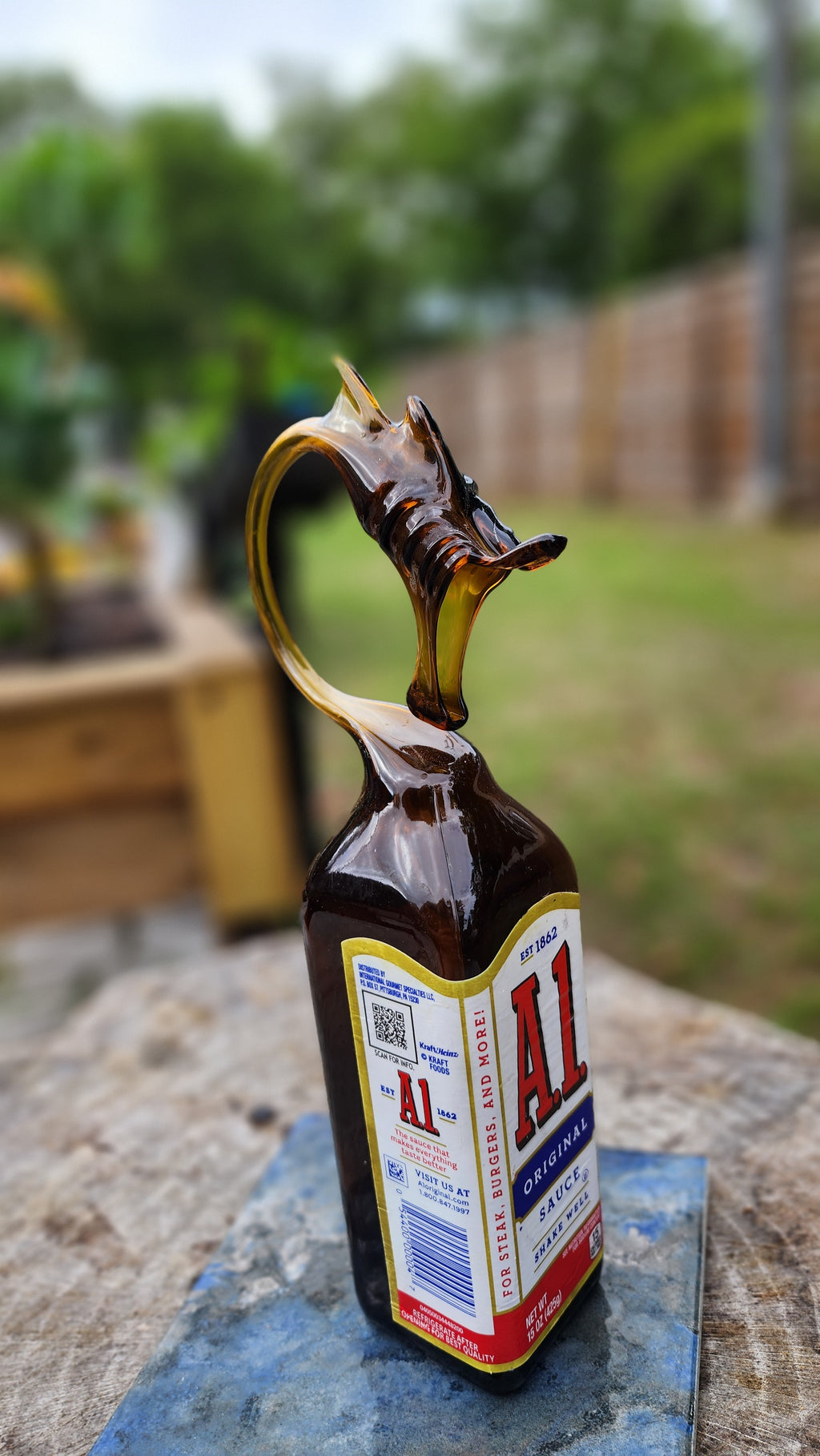 Steak Sauce Dragon Bottle Sculpture – Handcrafted Kitchen Art (Made to Order)