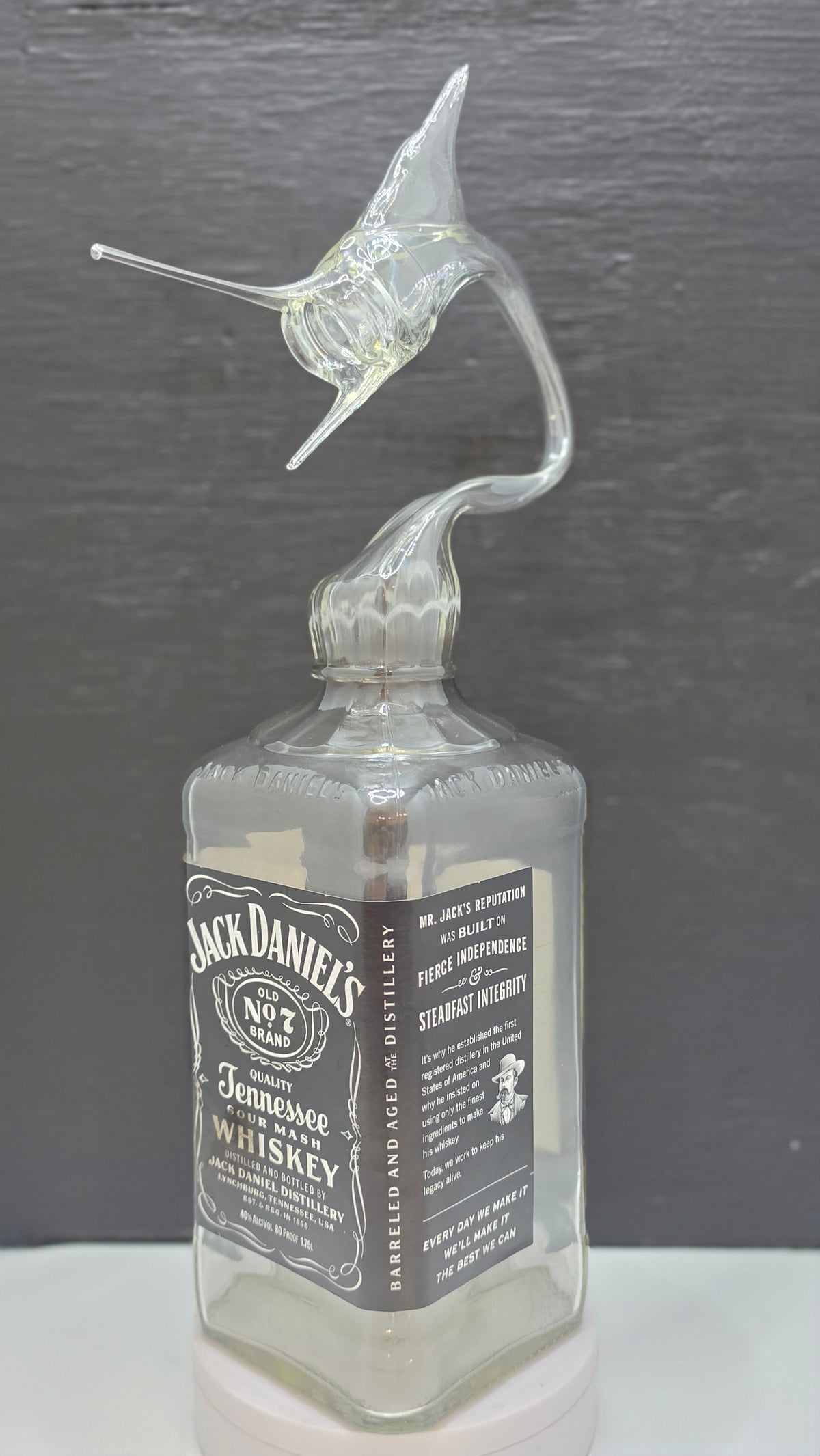 Monster Marlin Glass Bottle Sculpture – Large Dramatic Handcrafted Decorative Art