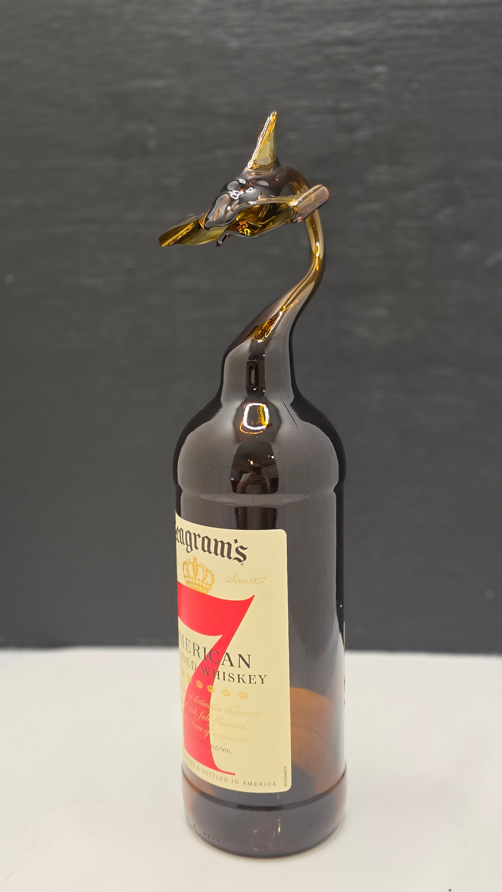 Glass Hammerhead Shark Bottle Sculpture – Handcrafted Decorative Art – view 4