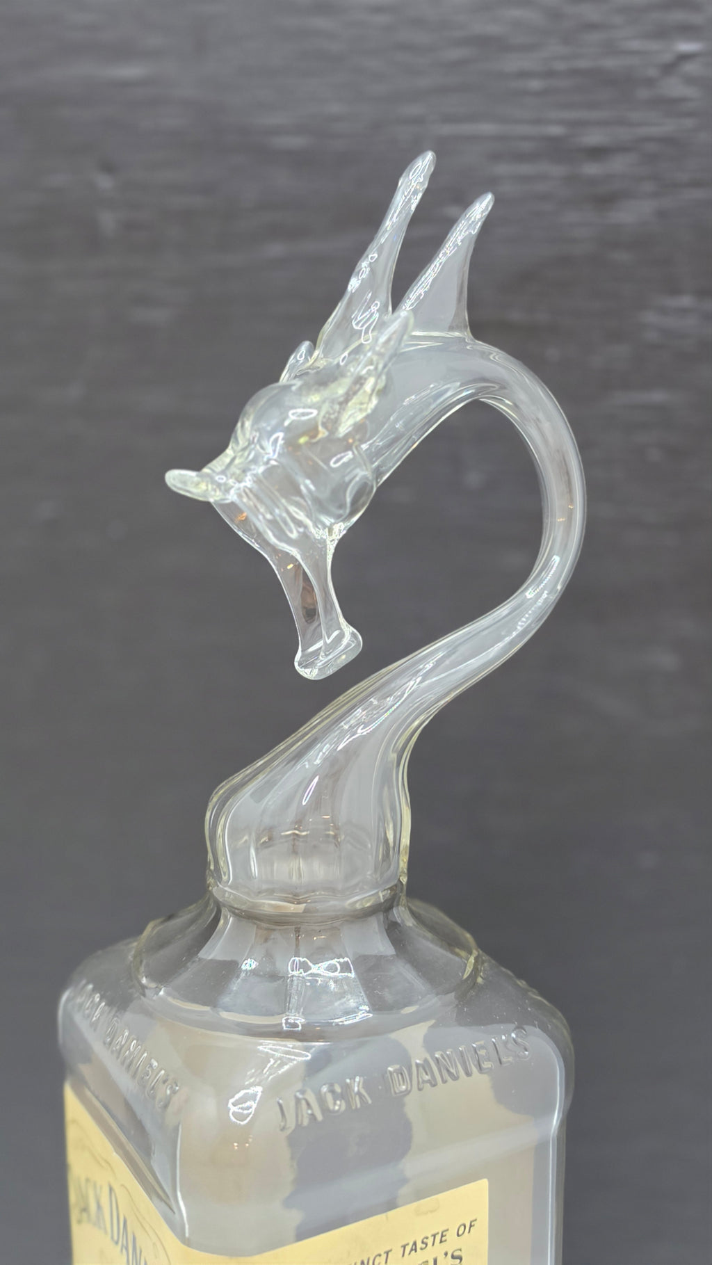 Honey Gold Glass Bottle Dragon Sculpture – Handcrafted Decorative Art