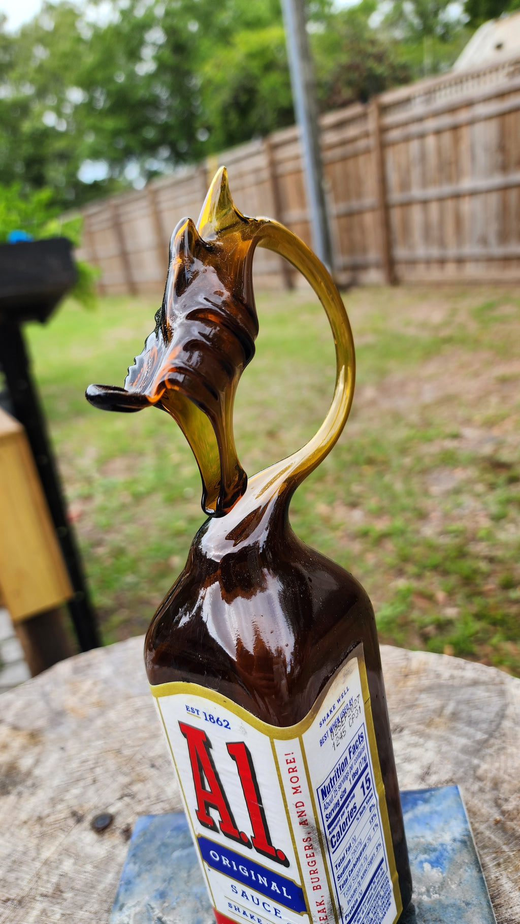 Steak Sauce Dragon Bottle Sculpture – Handcrafted Kitchen Art (Made to Order)