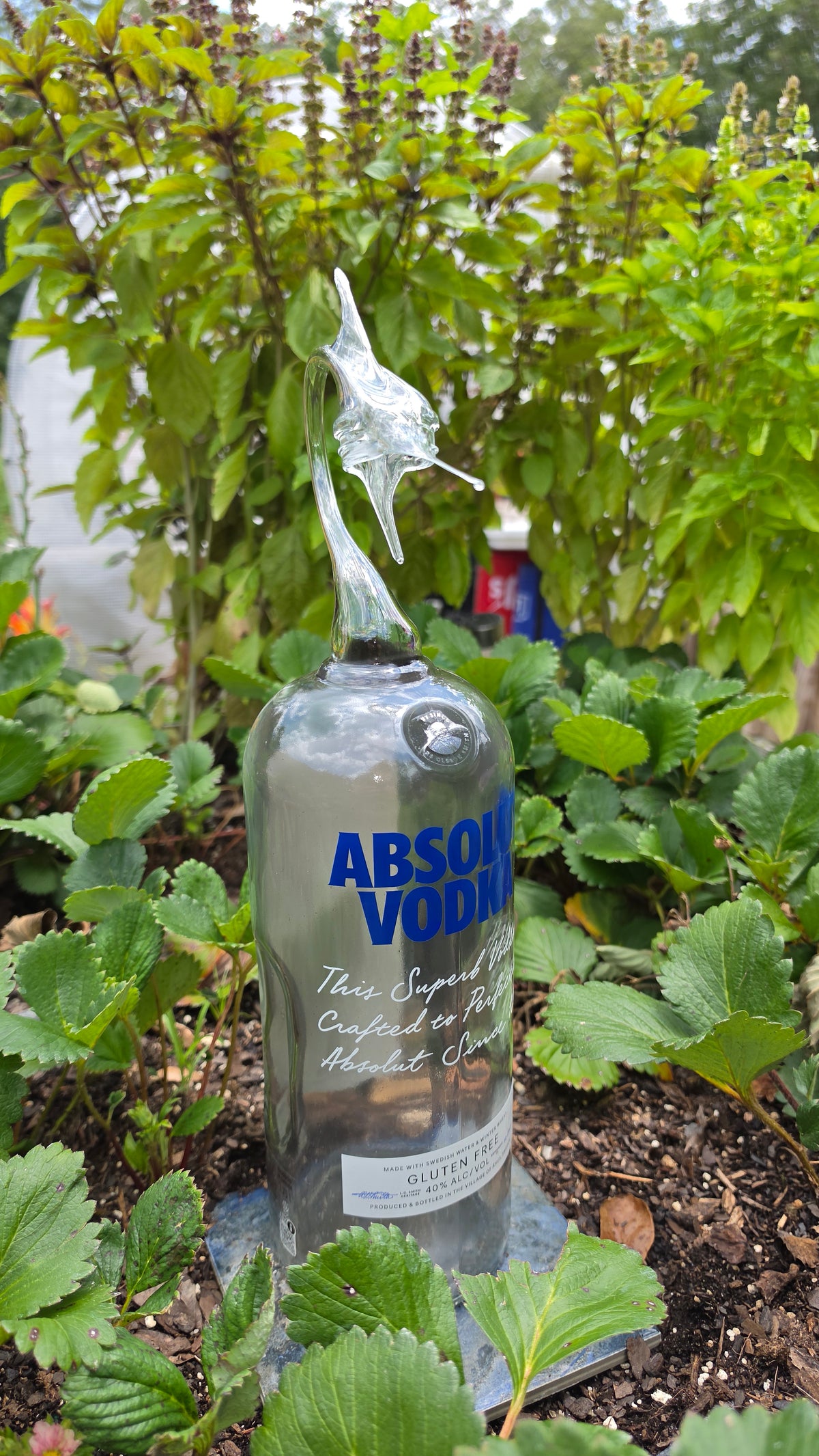 Luminous Clear Glass Marlin Bottle Sculpture – Handcrafted Leaping Art