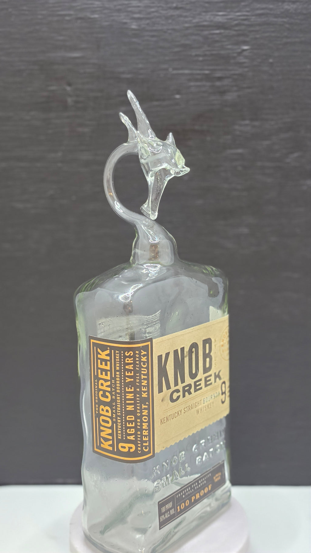 Rich Amber Square Glass Dragon Bottle Sculpture – Handcrafted Decorative Art