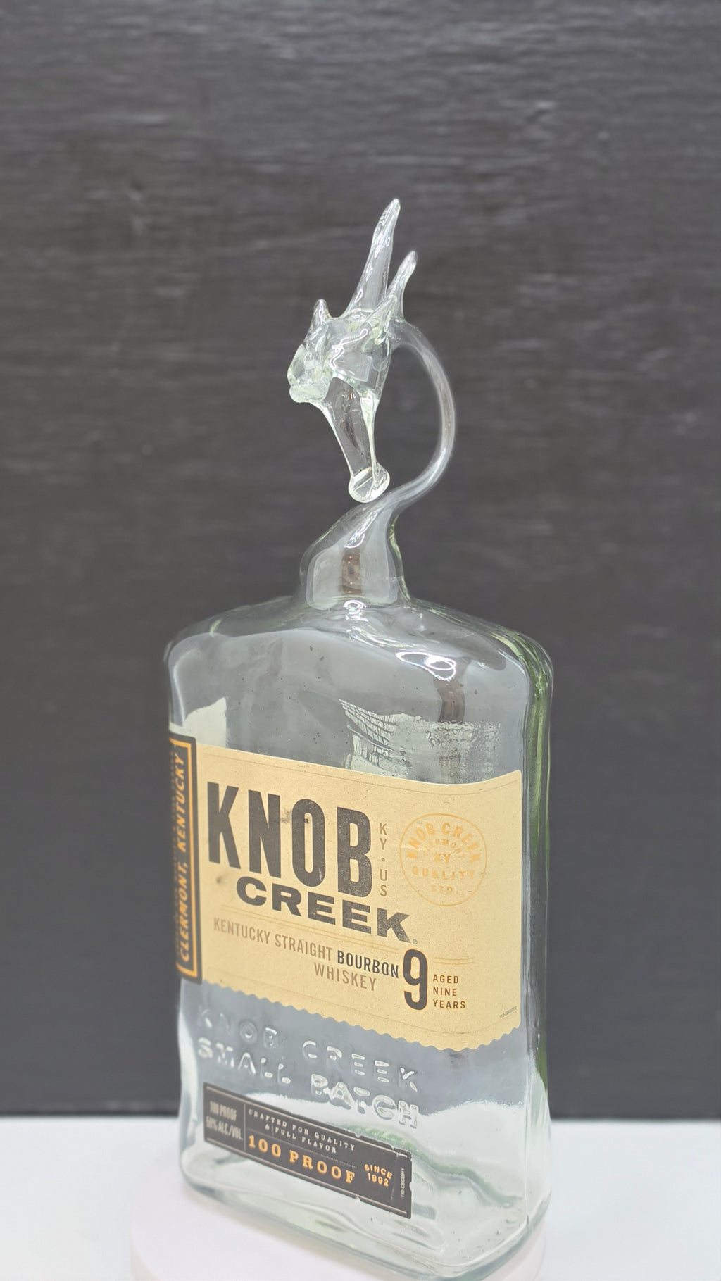 Rich Amber Square Glass Dragon Bottle Sculpture – Handcrafted Decorative Art