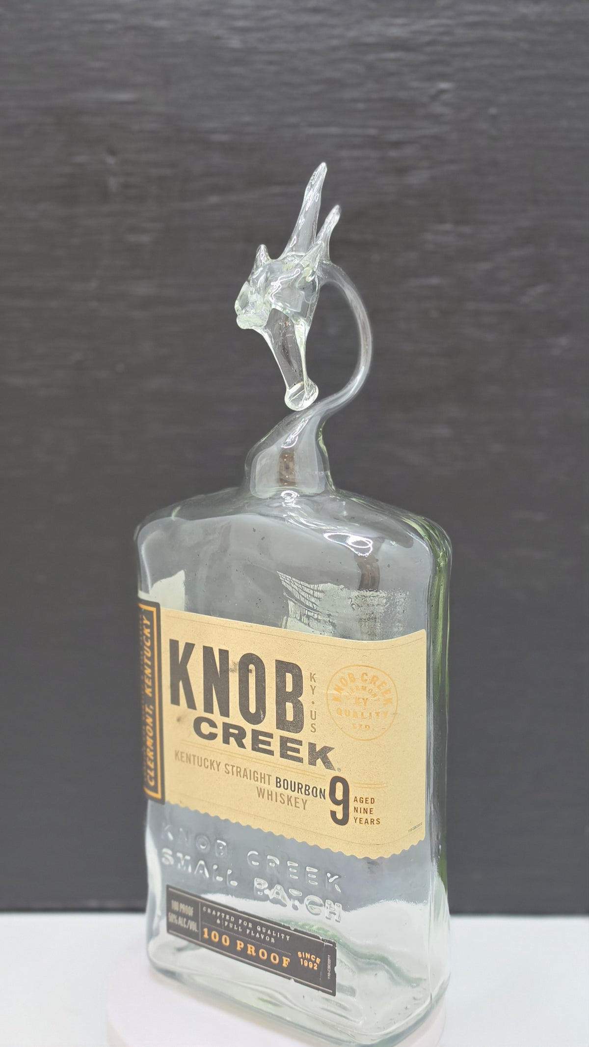 Rich Amber Square Glass Dragon Bottle Sculpture – Handcrafted Decorative Art
