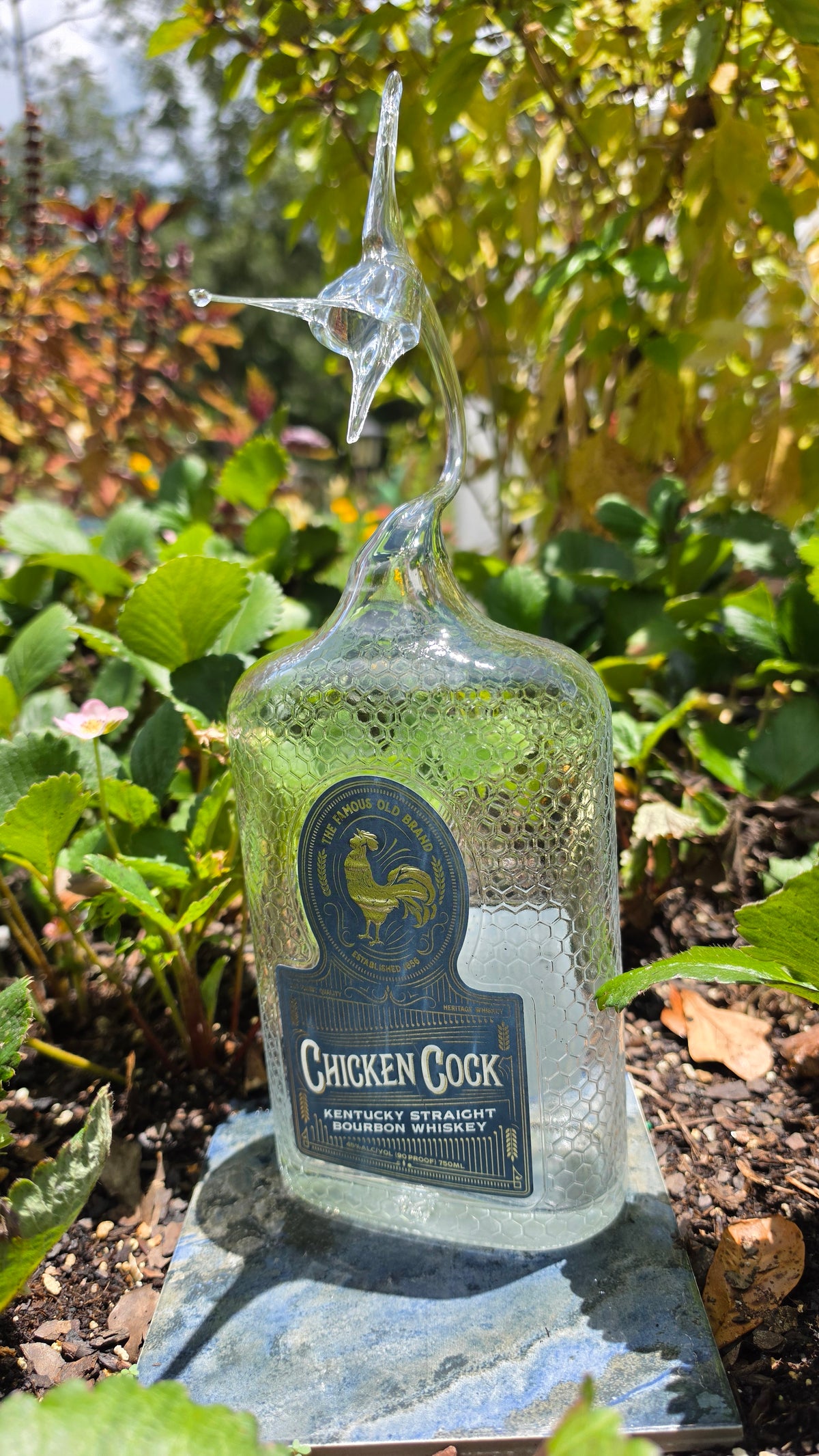 Bold Glass Marlin Bottle Sculpture – Handcrafted Small Batch Art