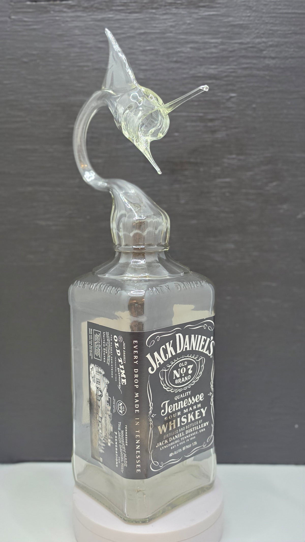 Monster Marlin Glass Bottle Sculpture – Large Dramatic Handcrafted Decorative Art
