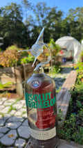 Warm Toned Glass Marlin Bottle Sculpture – Handcrafted Vibrant Art