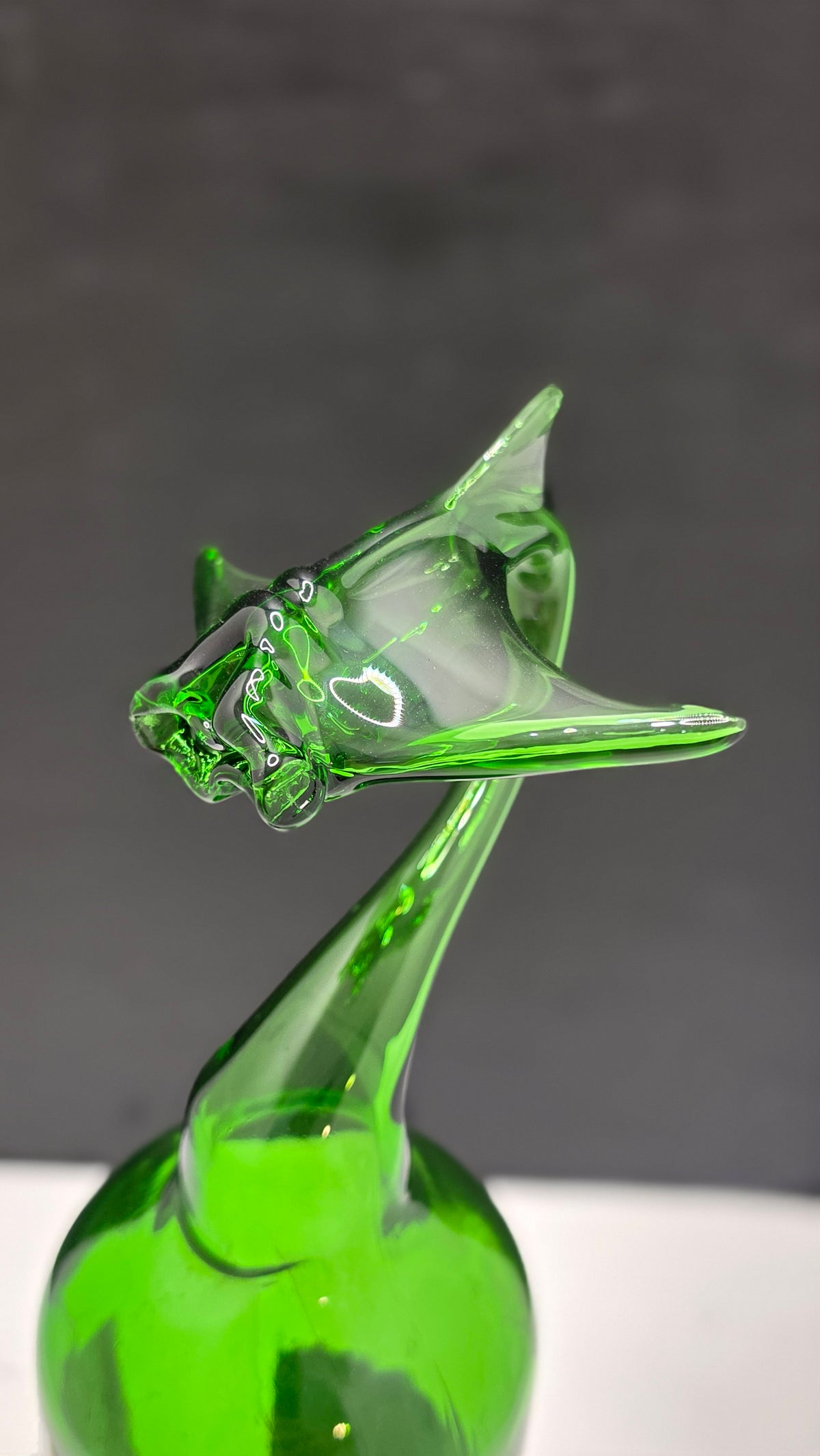 Green Manta Ray Glass Bottle Sculpture – Handcrafted Decorative Art – view 3