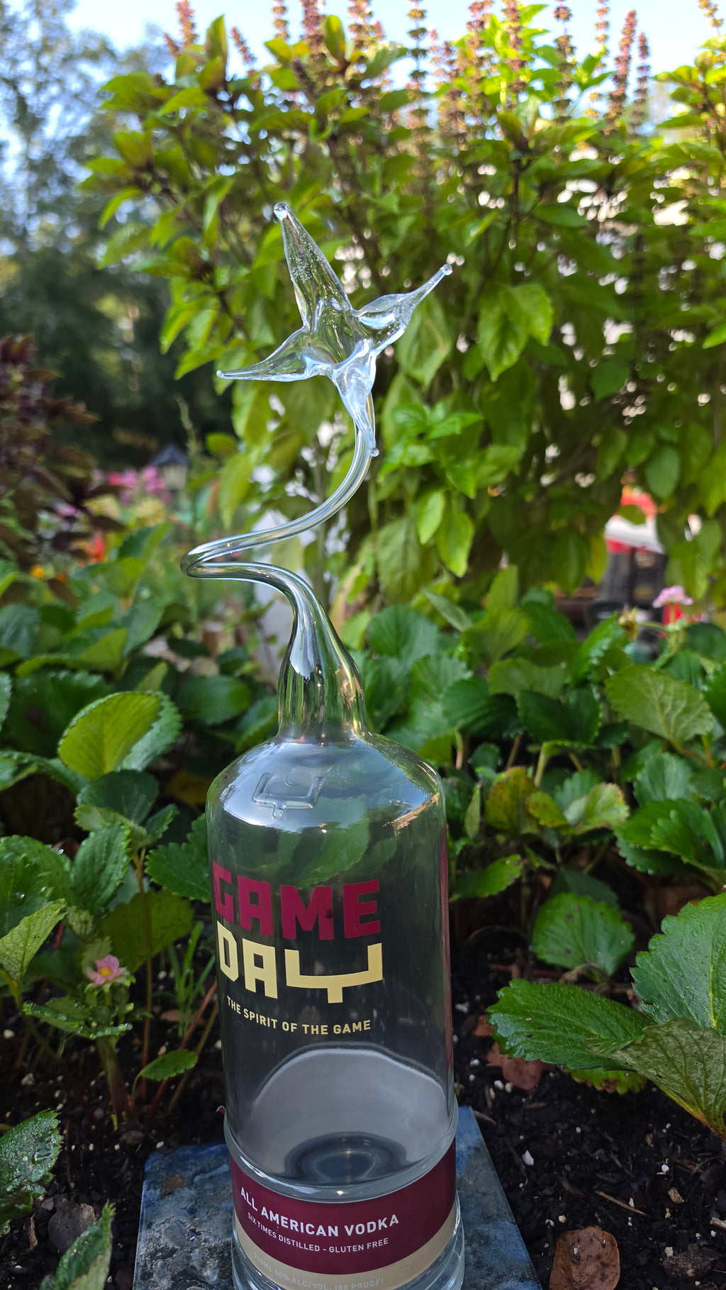 Delicate Glass Lily Bottle Sculpture – Handcrafted Floral Art Piece