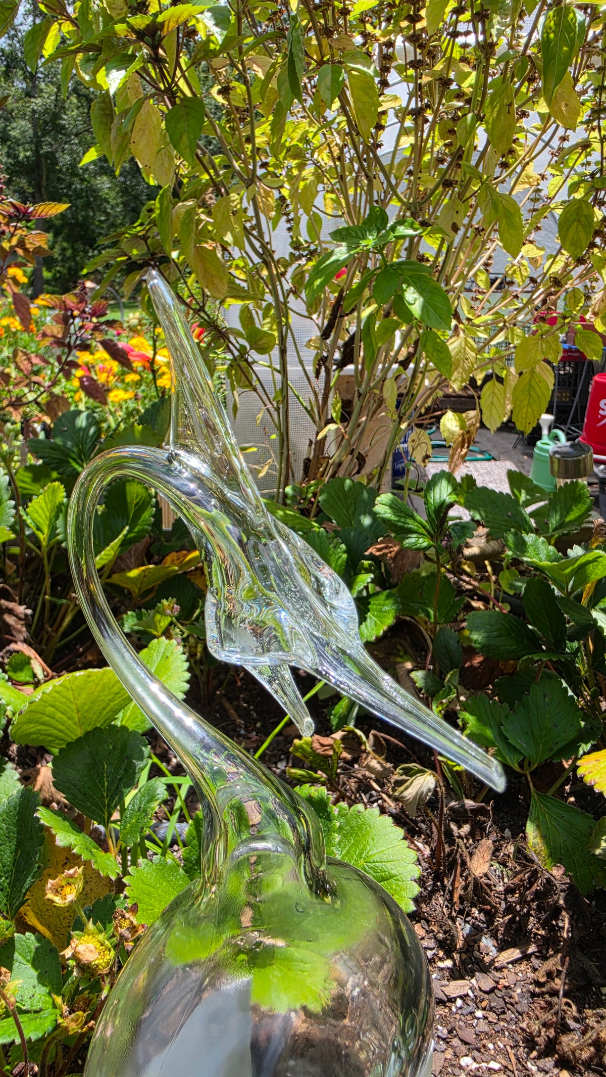Majestic Glass Marlin Bottle Sculpture – Handcrafted Glass Art
