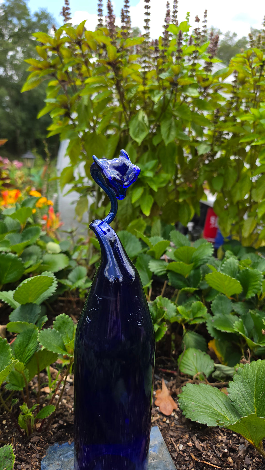 Cobalt Blue Glass Viper Sculpture – Handcrafted Art Piece