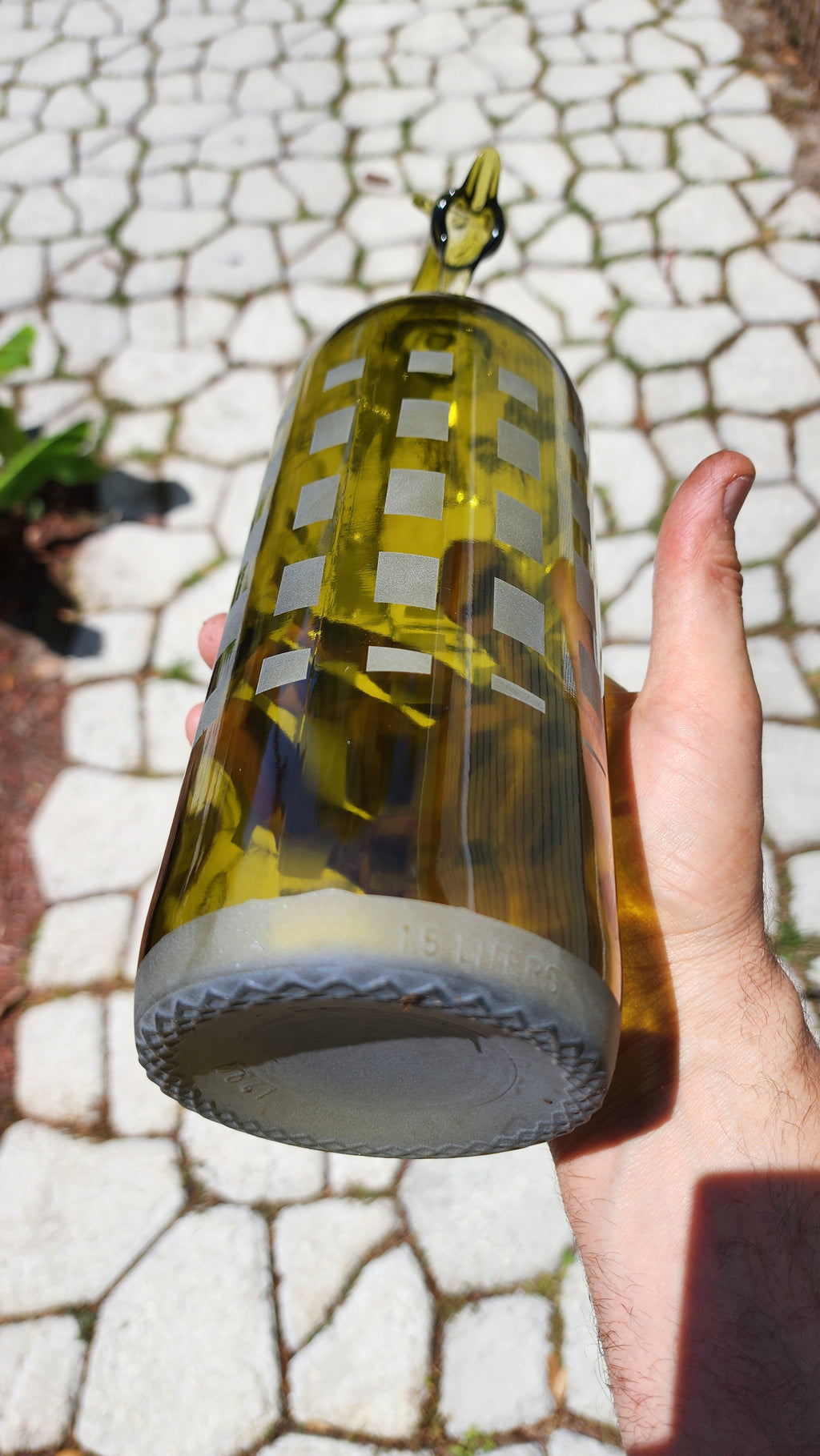 Deep Green Glass Dragon Bottle Sculpture – Large sculpted Handcrafted Art
