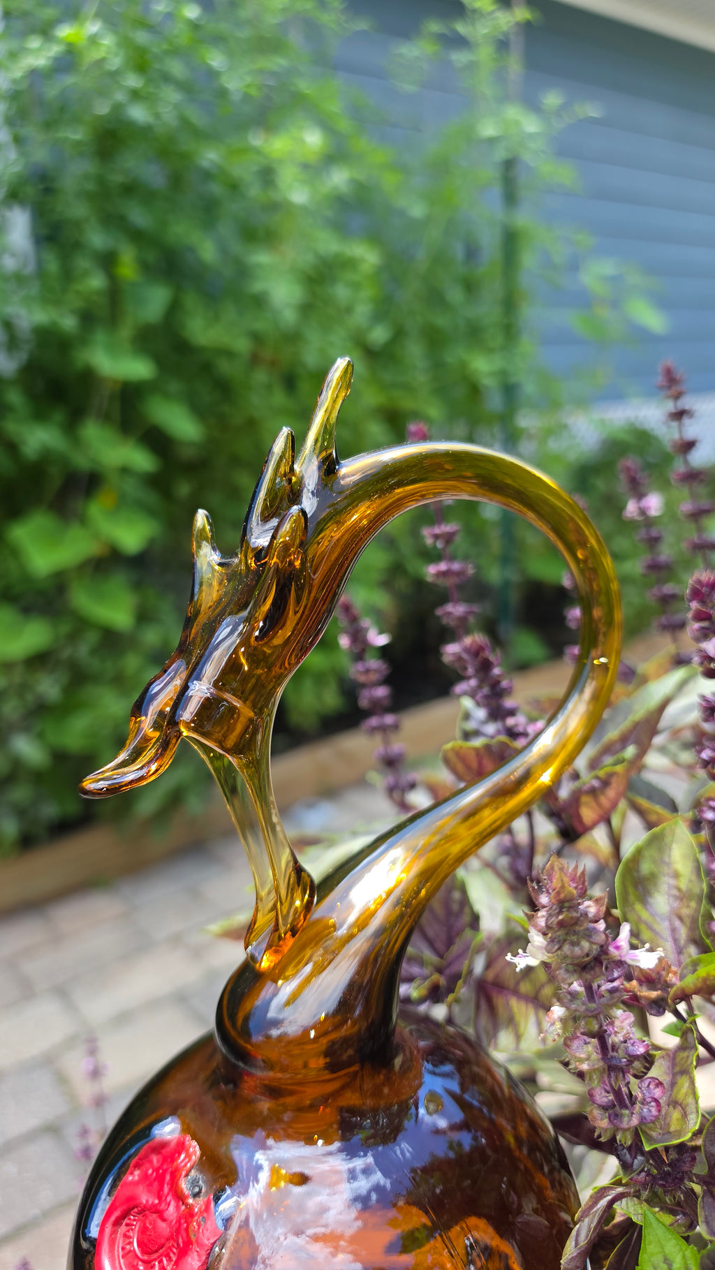 Oversized Glass Dragon Bottle Sculpture – Handcrafted Commanding Art