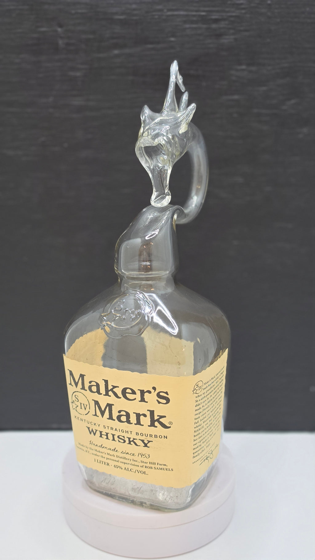 Commanding Glass Dragon Bottle Sculpture – Handcrafted Decorative Art