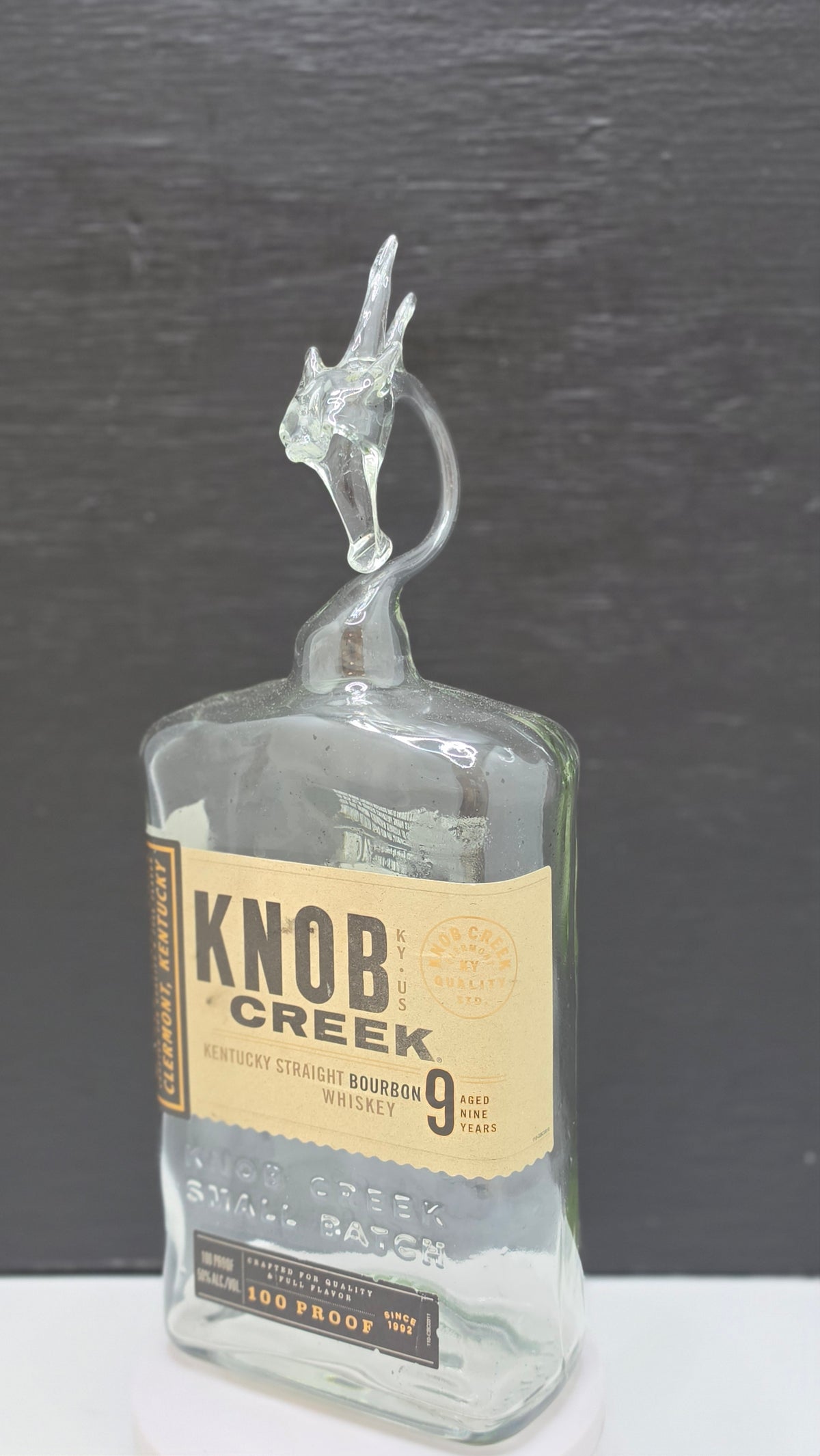 Rich Amber Square Glass Dragon Bottle Sculpture – Handcrafted Decorative Art