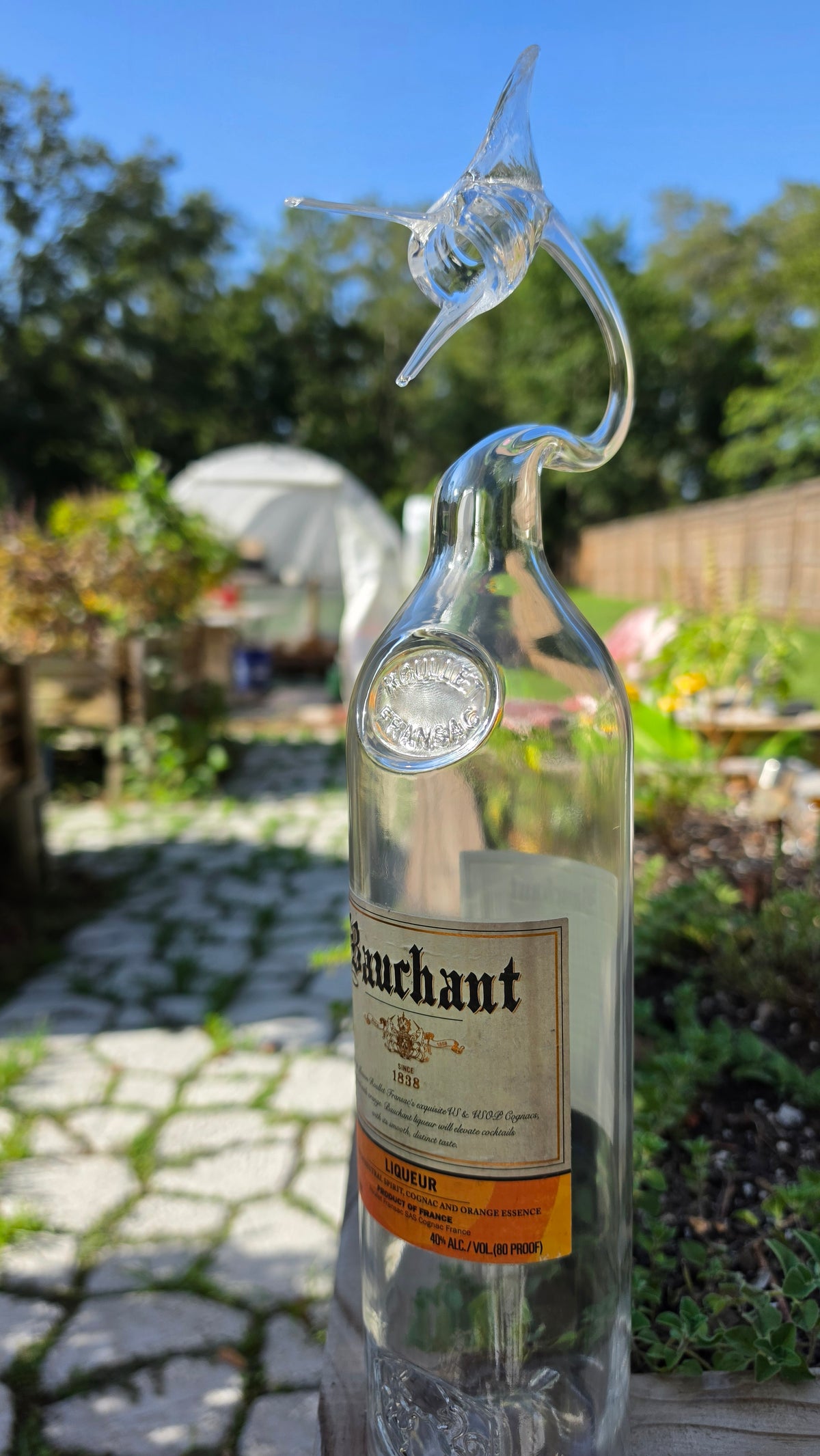 Sweeping Glass Marlin Bottle Sculpture – Handcrafted Decorative Art