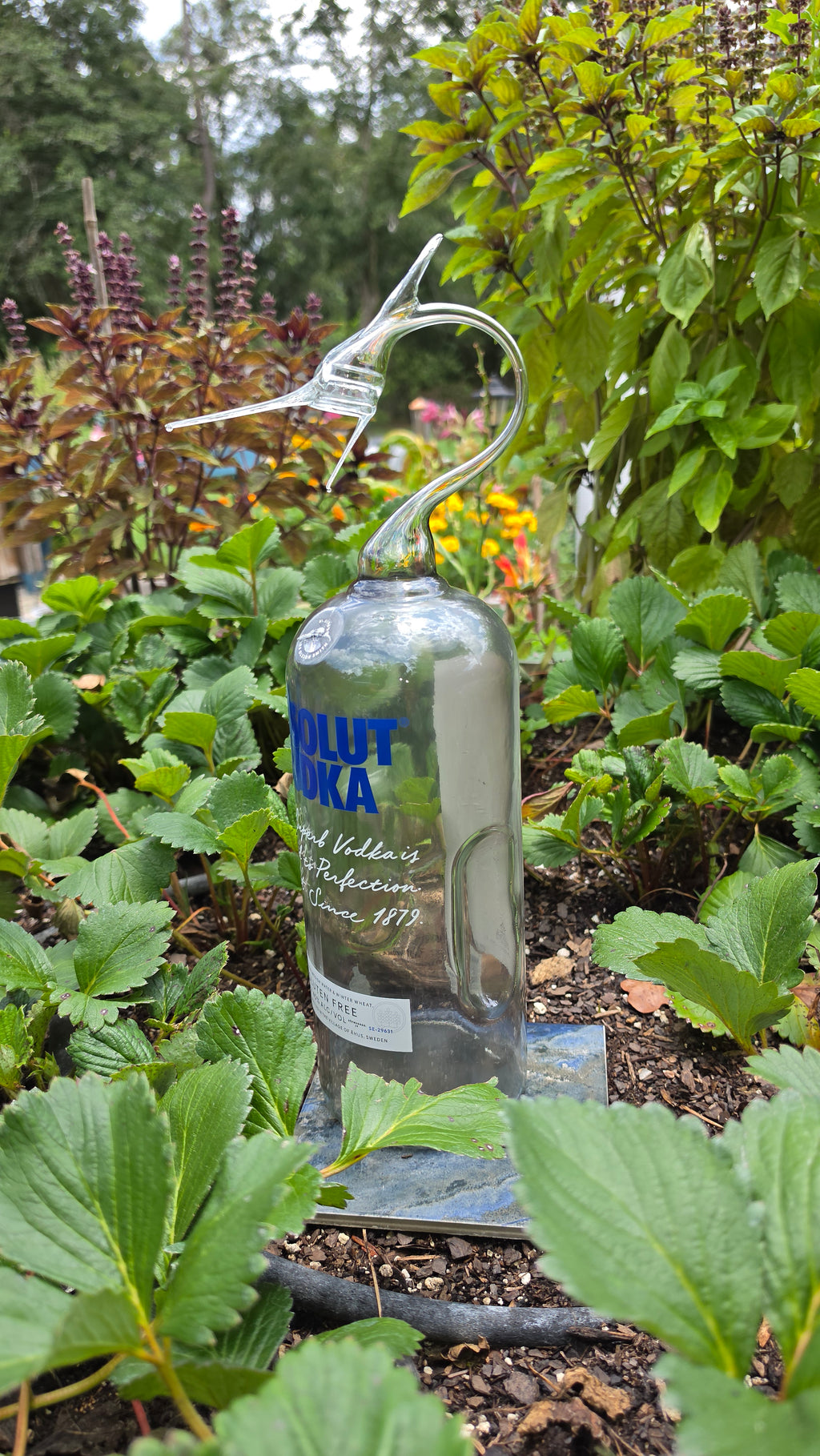 Luminous Clear Glass Marlin Bottle Sculpture – Handcrafted Leaping Art