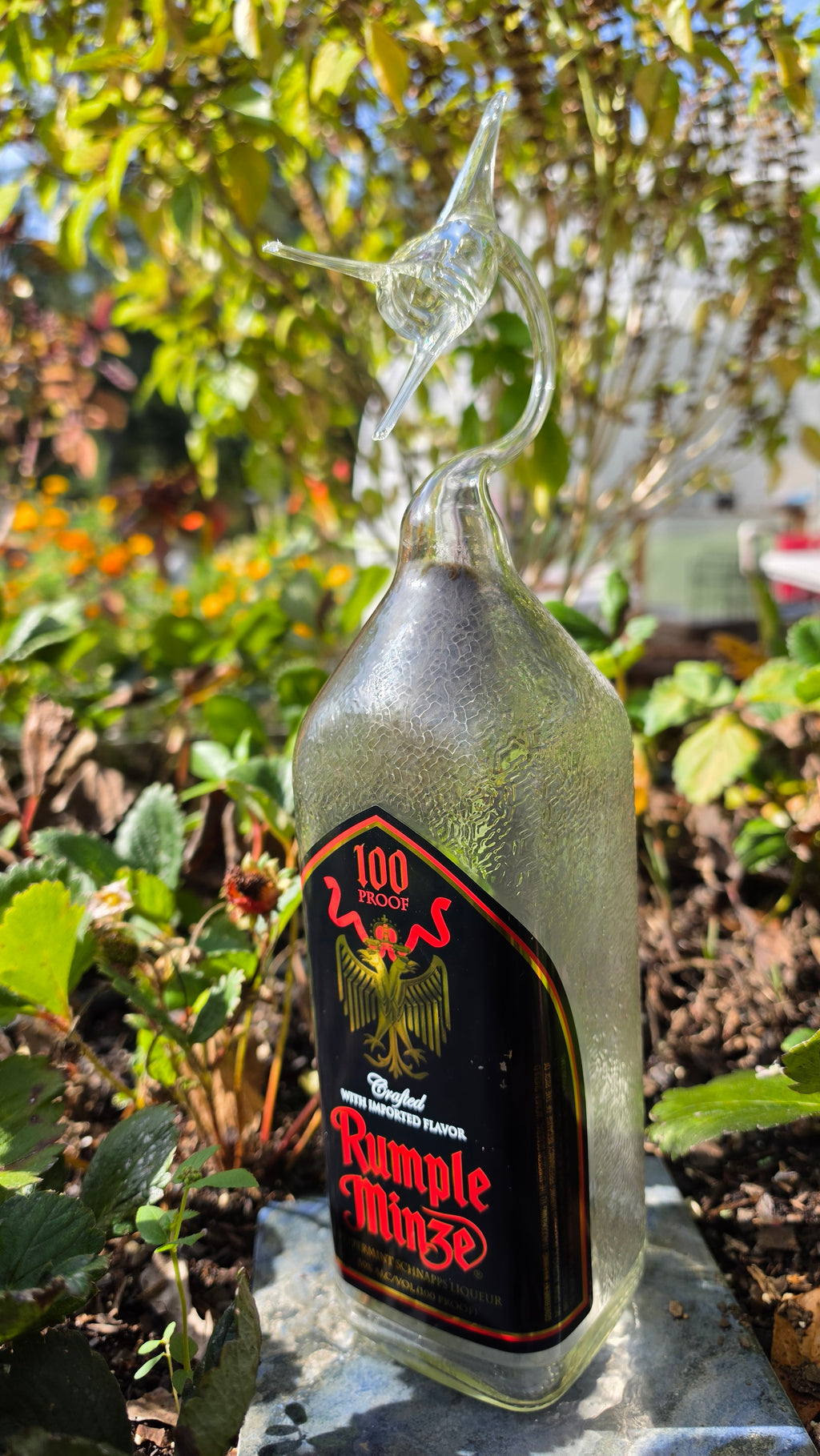 Deep-Sea Glass Marlin Bottle Sculpture – Handcrafted Striking Art