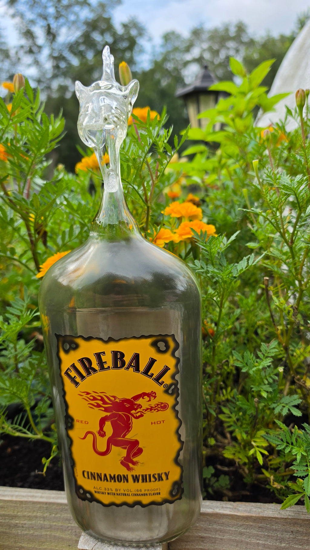 Clear Glass Dragon Bottle Sculpture – Wings Spread Handcrafted Art