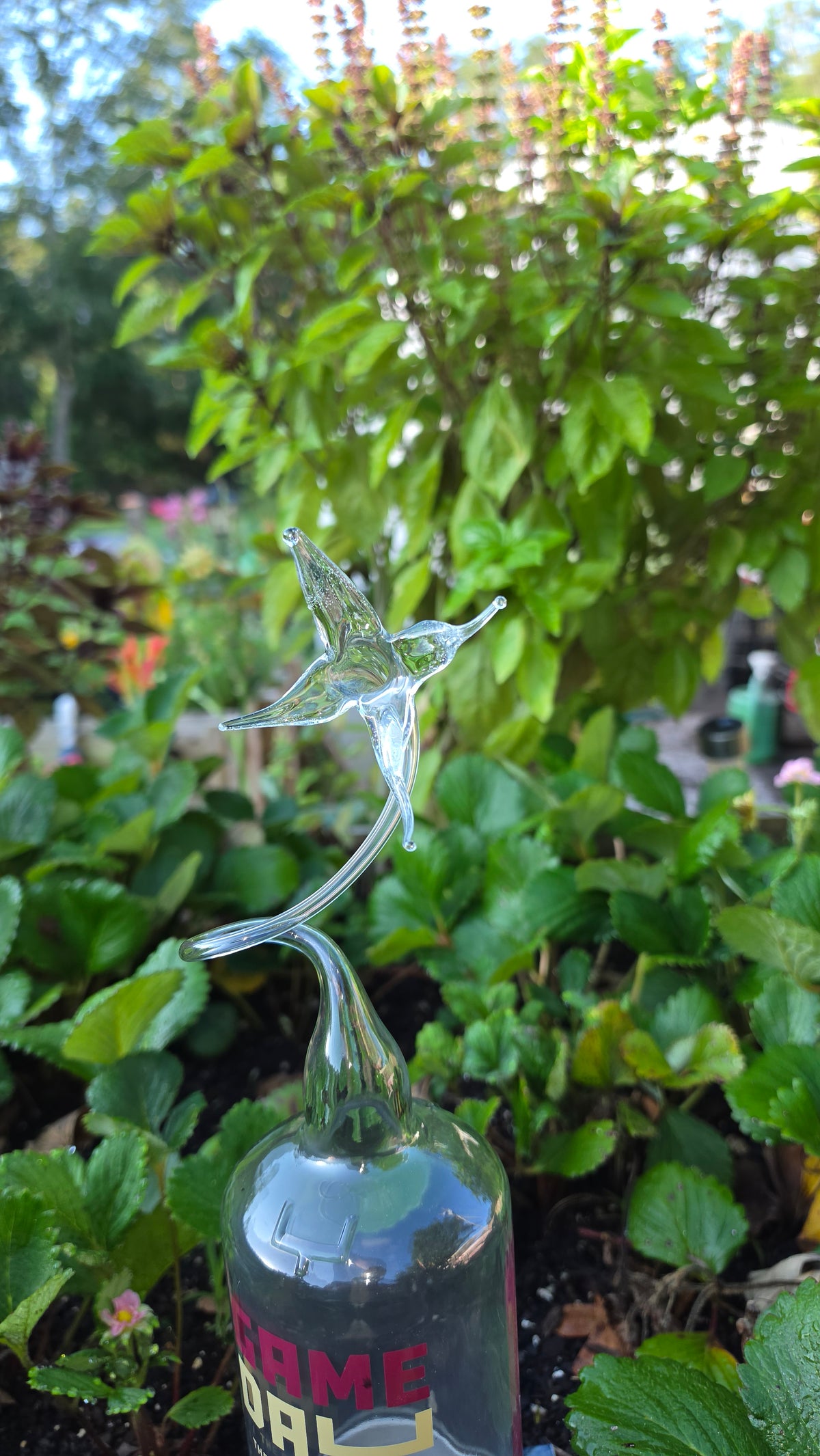 Delicate Glass Lily Bottle Sculpture – Handcrafted Floral Art Piece