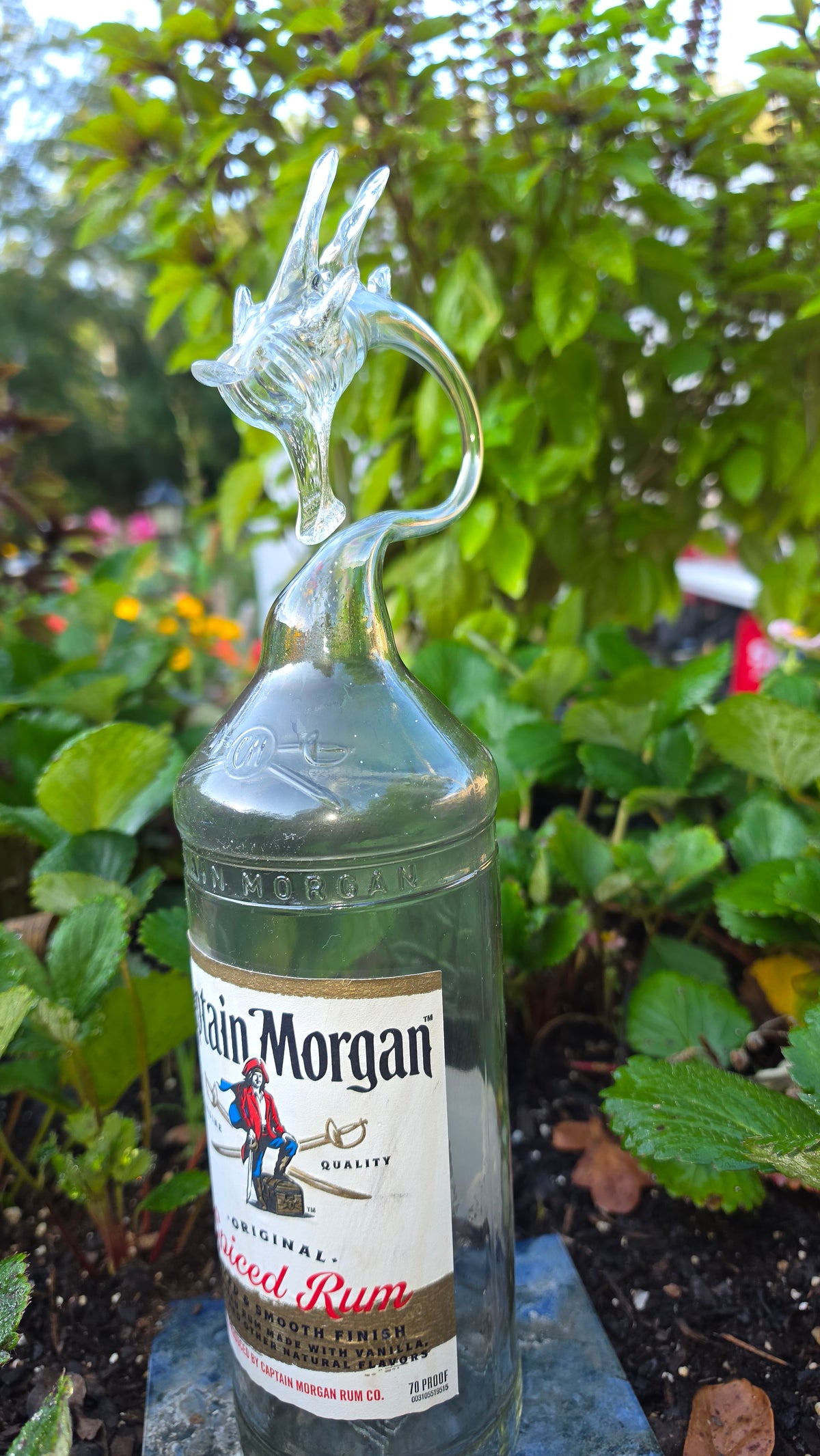 Bold Glass Dragon Bottle Sculpture – Handcrafted Swashbuckling Art