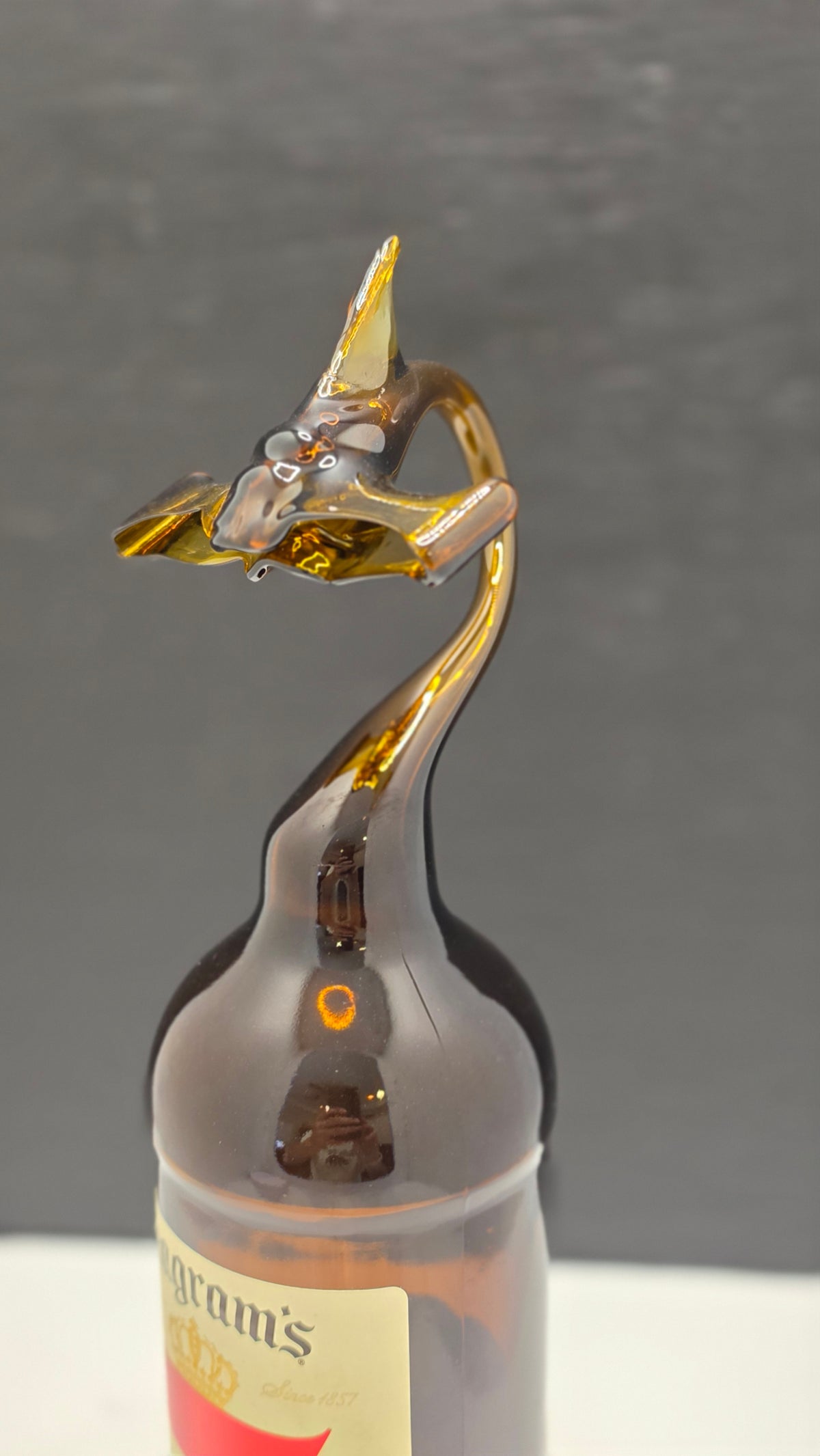 Glass Hammerhead Shark Bottle Sculpture – Handcrafted Decorative Art – view 2