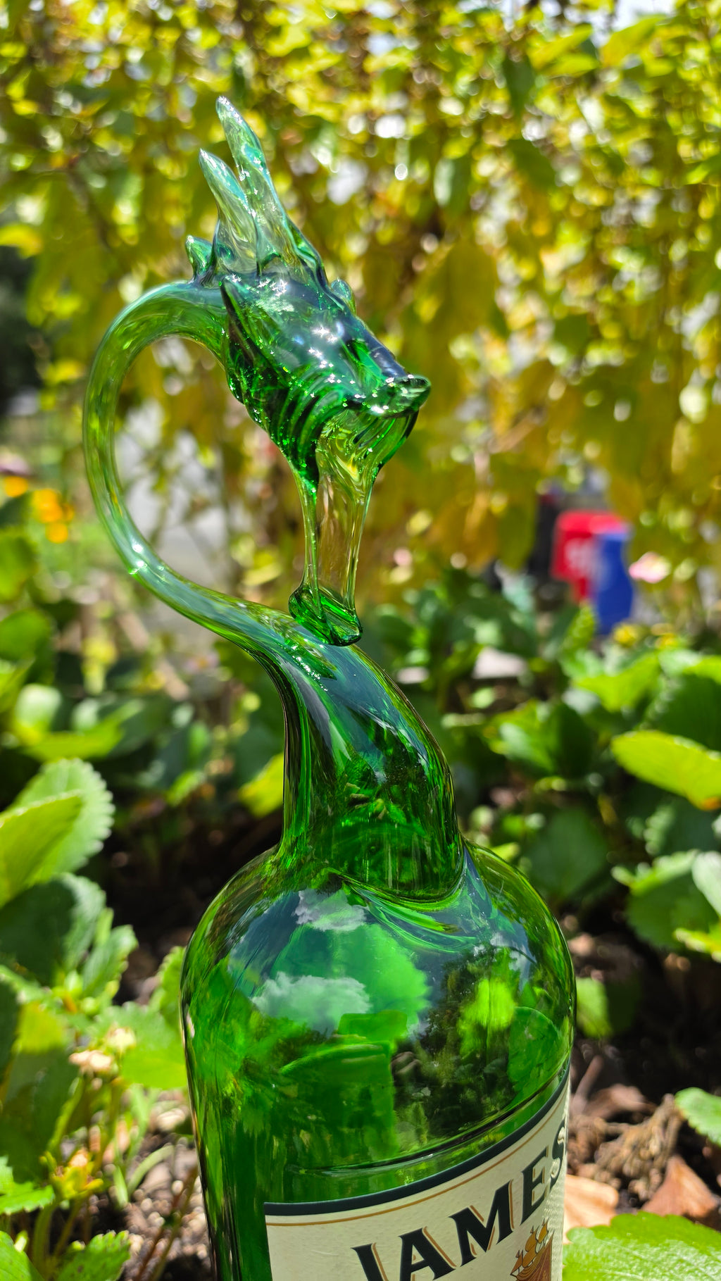 Bold Clear Glass Dragon Bottle Sculpture – Handcrafted Decorative Art
