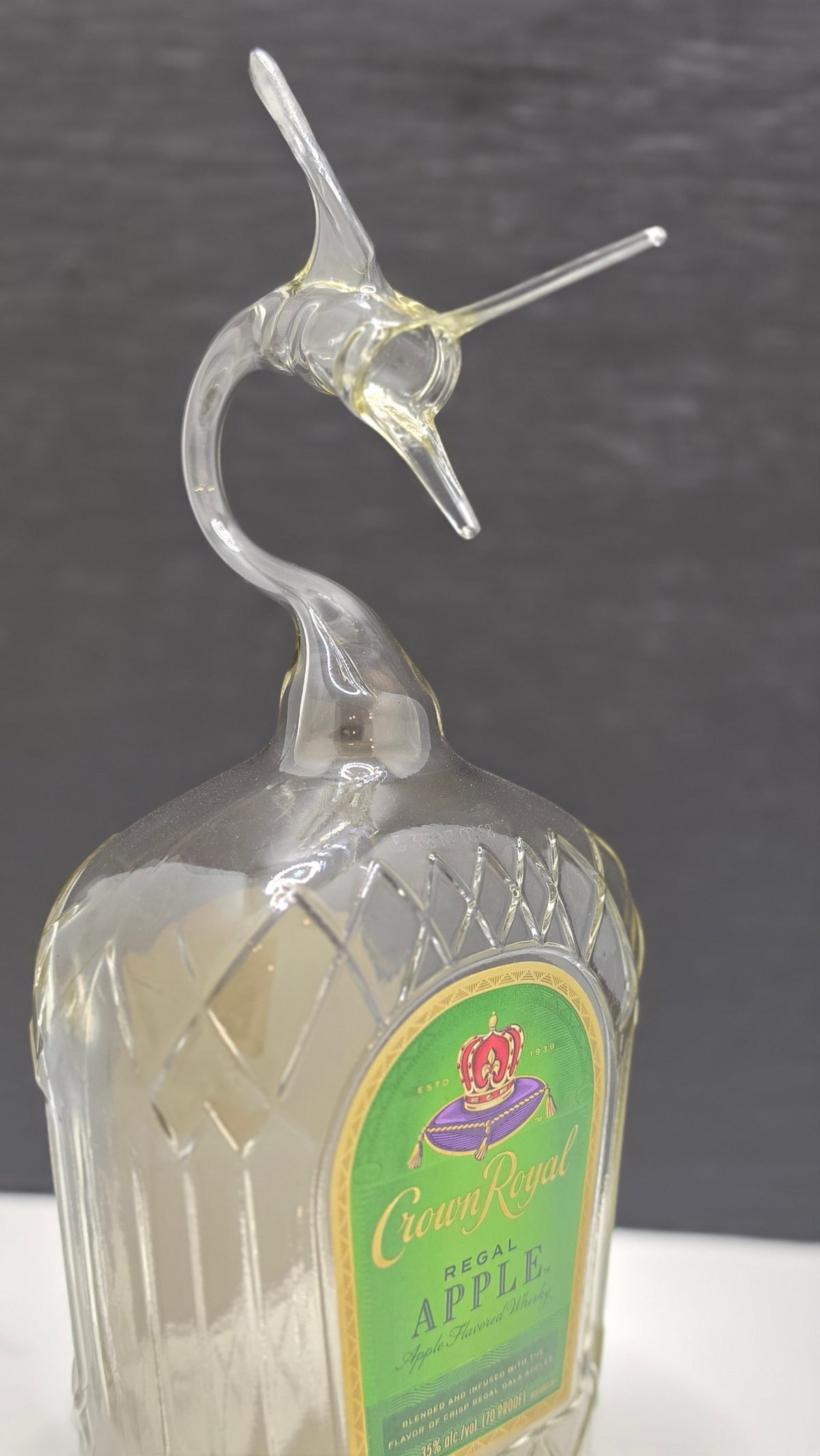 Green Glass Marlin Bottle Sculpture – Handcrafted Decorative Art – view 1