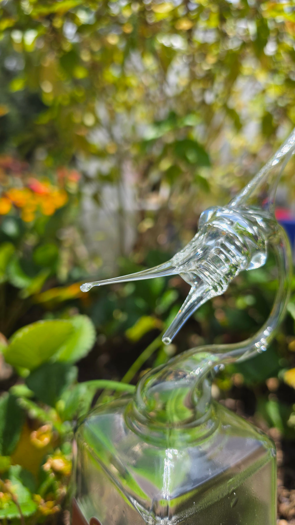 Sleek Clear Glass Marlin Bottle Sculpture – Handcrafted Glass Art