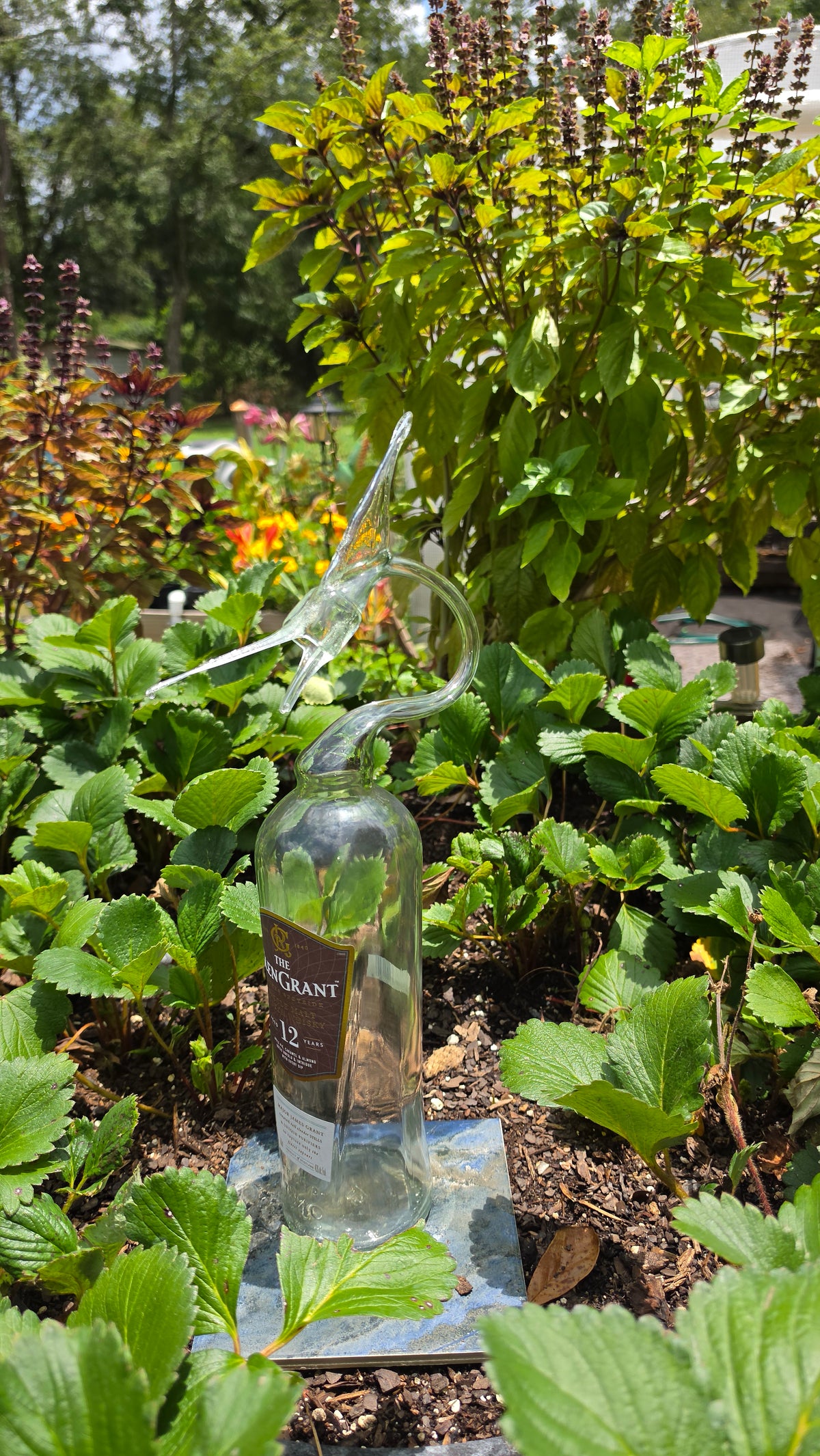 Majestic Glass Marlin Bottle Sculpture – Handcrafted Fishing Art