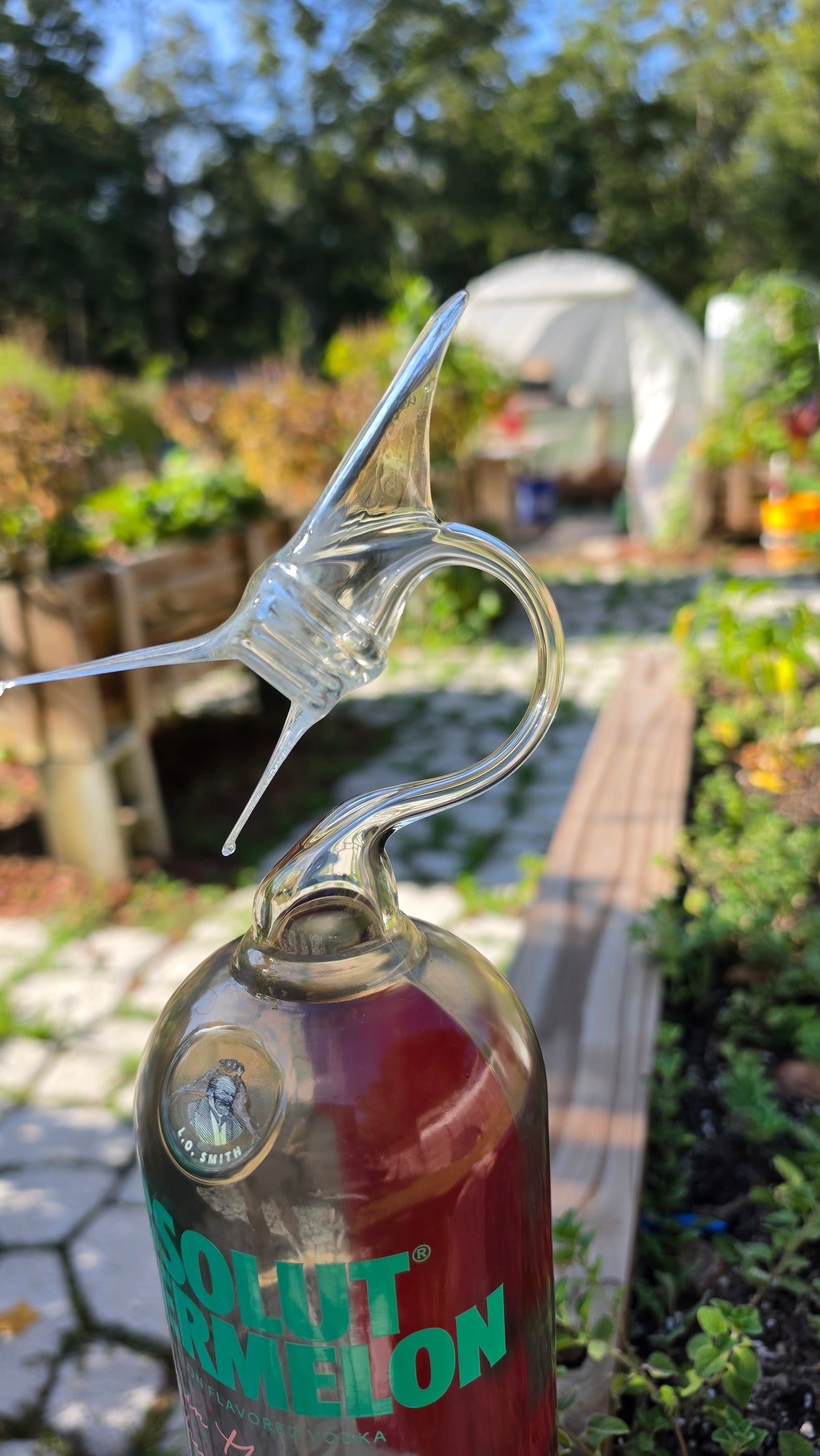 Warm Toned Glass Marlin Bottle Sculpture – Handcrafted Vibrant Art