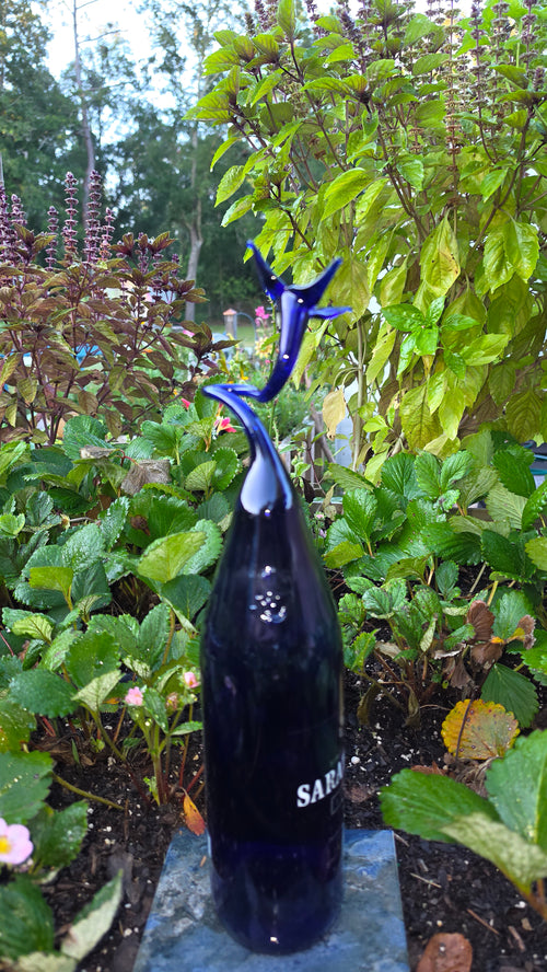 Blue Glass Lily Sculpture – Handcrafted Floral Art Piece