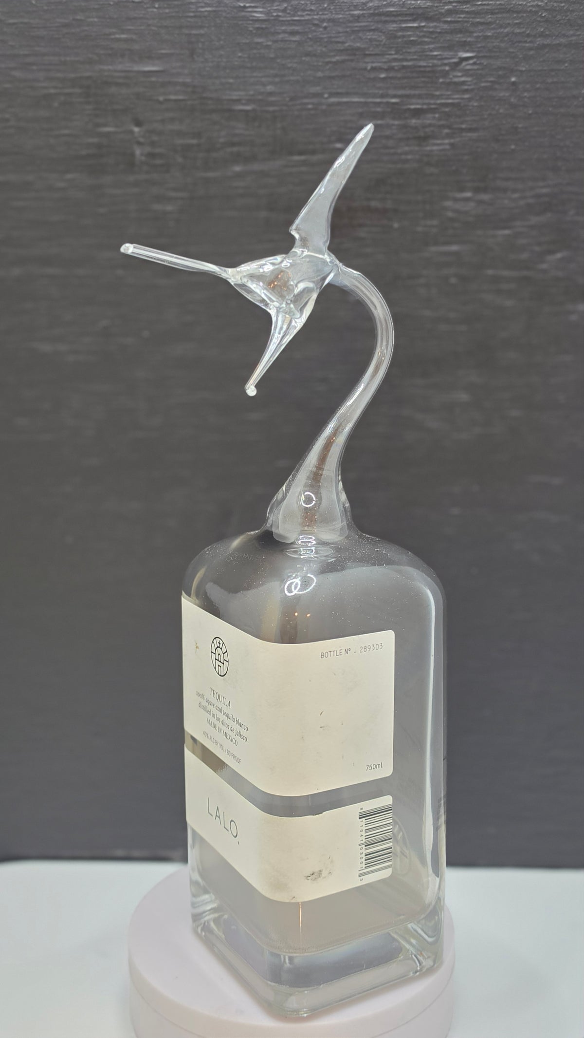 Deep Amber Glass Marlin Bottle Sculpture – Handcrafted Decorative Art
