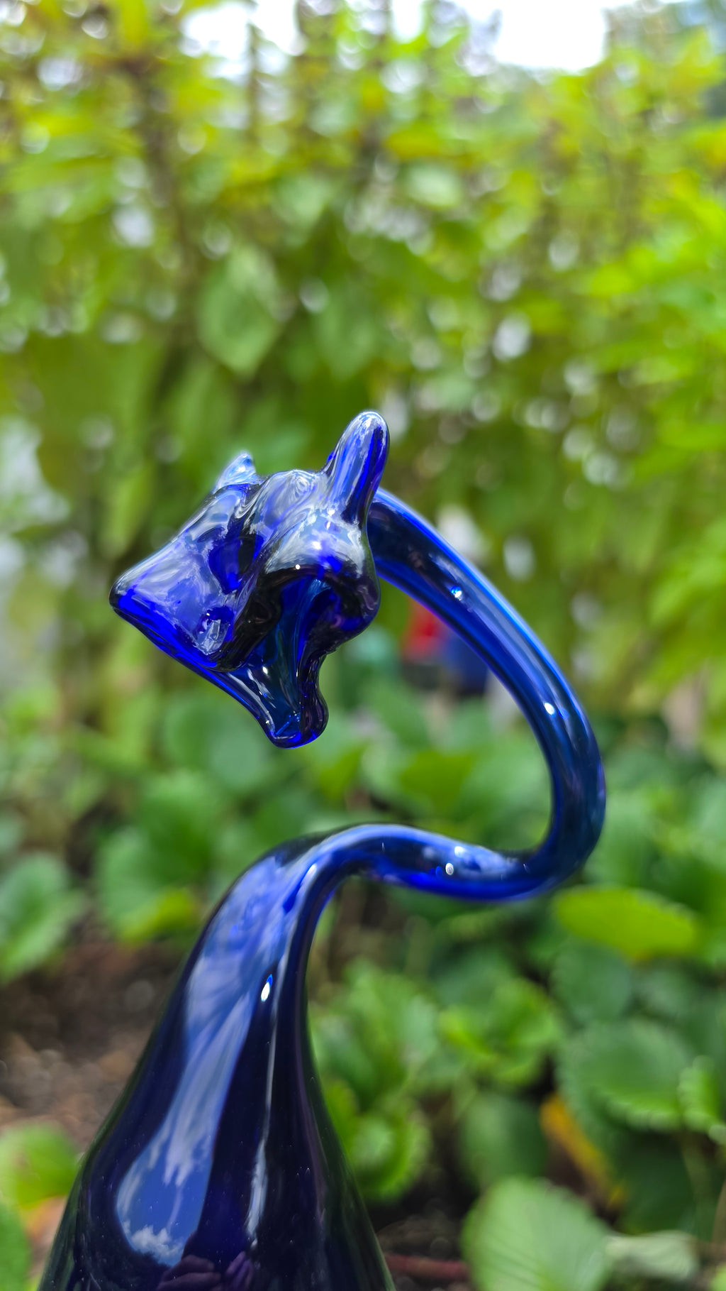 Cobalt Blue Glass Viper Sculpture – Handcrafted Art Piece