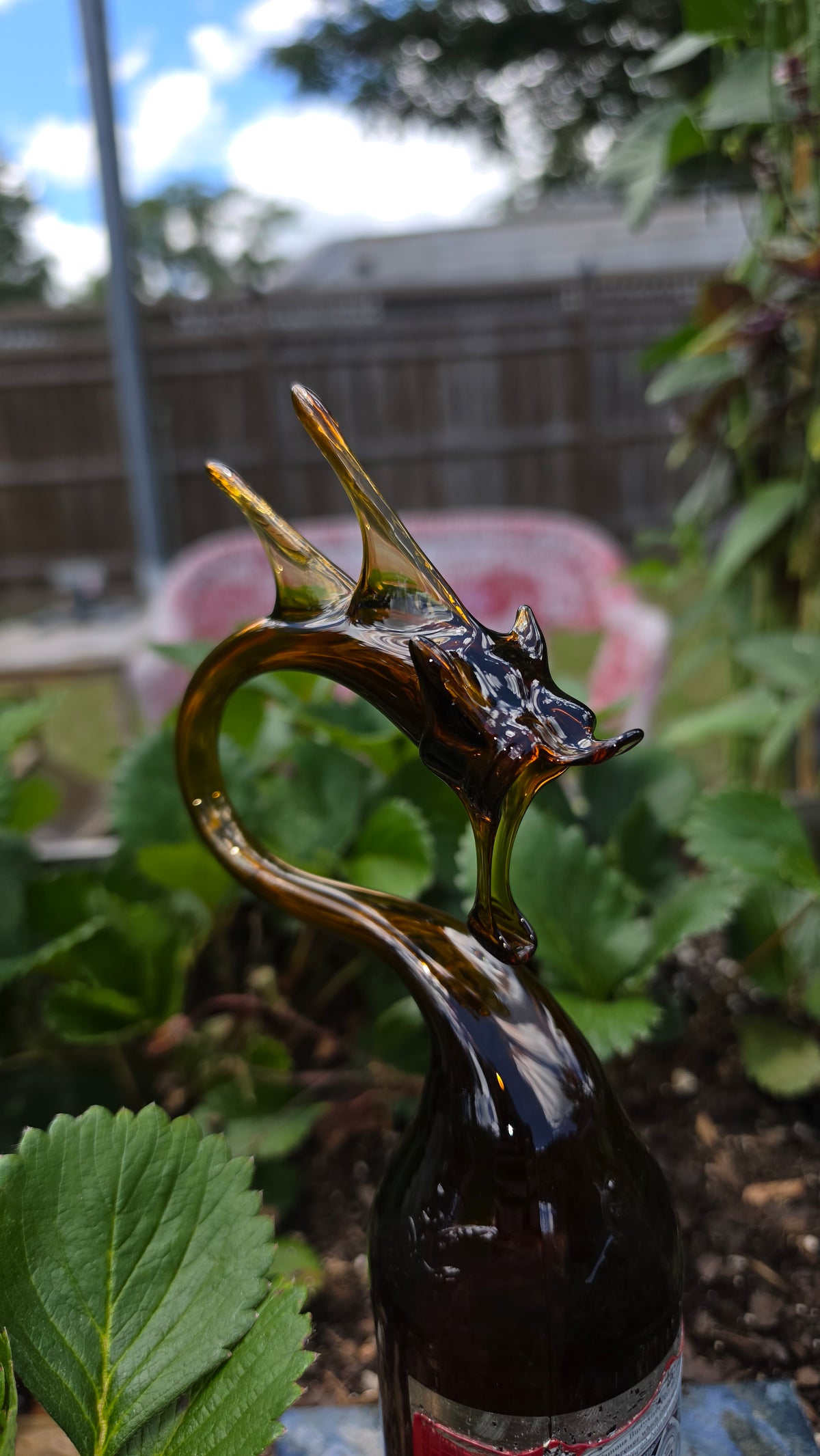 Bold Glass Dragon Bottle Sculpture – Handcrafted One-of-a-Kind Art