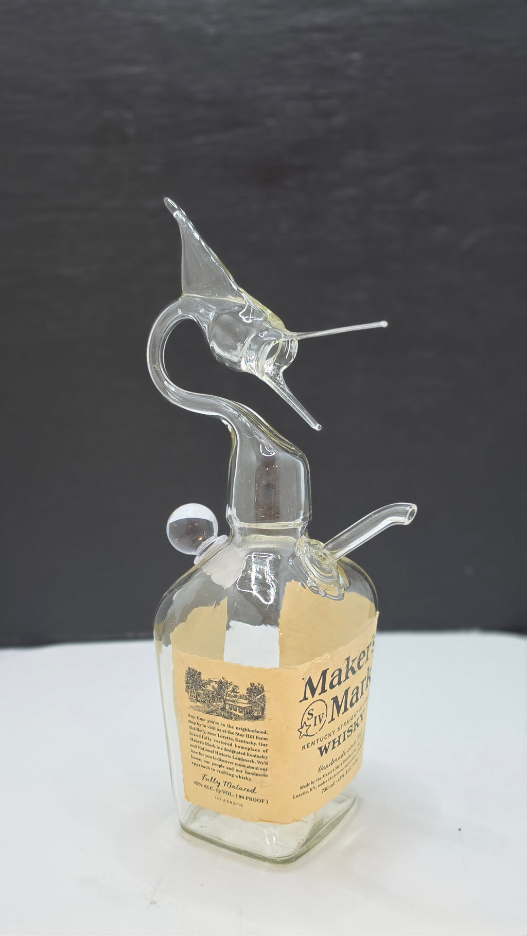 Maker's Marlin Shot Pouring Bottle — Handcrafted Glass Sculpture