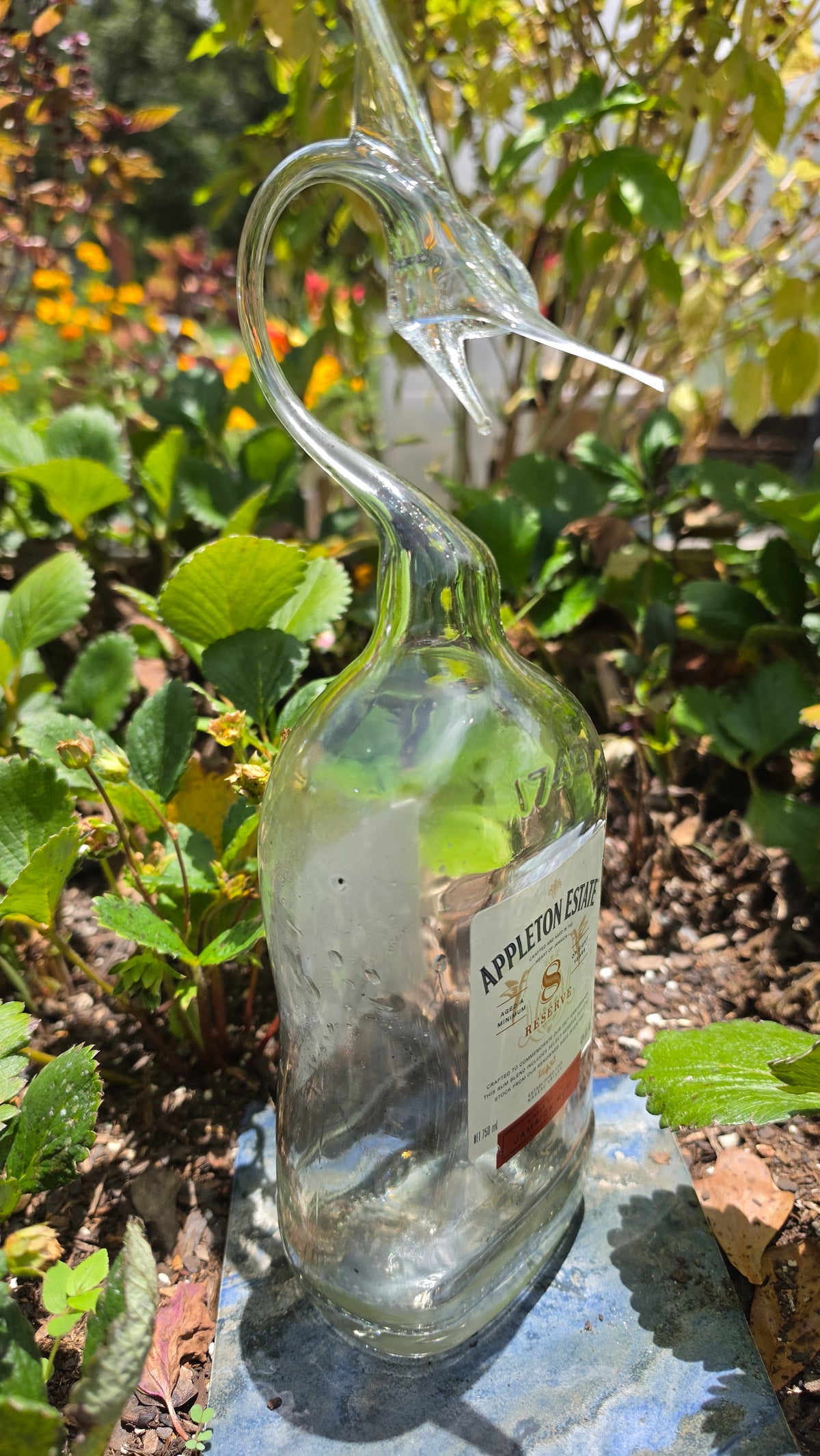 Majestic Glass Marlin Bottle Sculpture – Handcrafted Glass Art